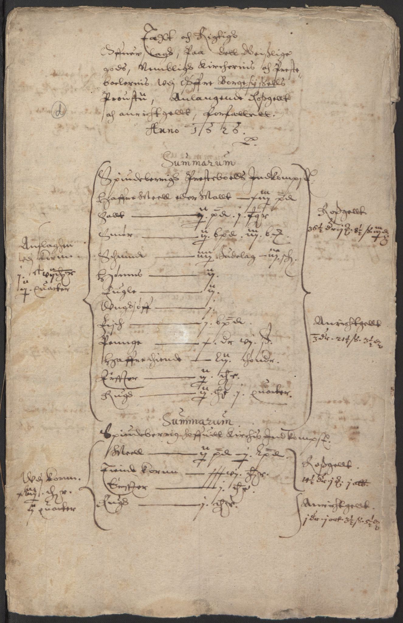 Stattholderembetet 1572-1771, RA/EA-2870/Ek/L0014/0001: Jordebøker til utlikning av rosstjeneste 1624-1626: / Kirke- og prestebolsinntekter i Oslo og Hamar bispedømme, 1625-1626, p. 111