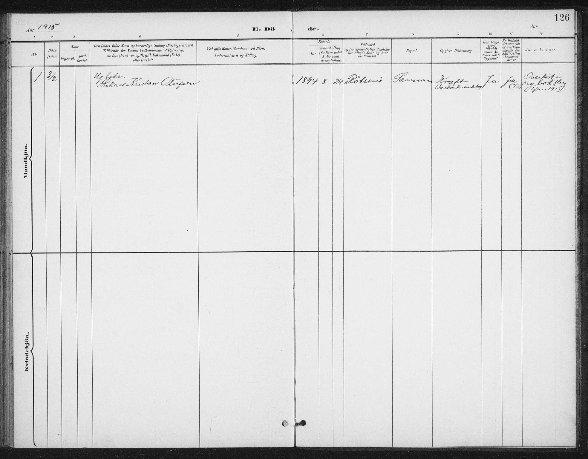 Ministerialprotokoller, klokkerbøker og fødselsregistre - Nordland, SAT/A-1459/894/L1356: Parish register (official) no. 894A02, 1897-1914, p. 126