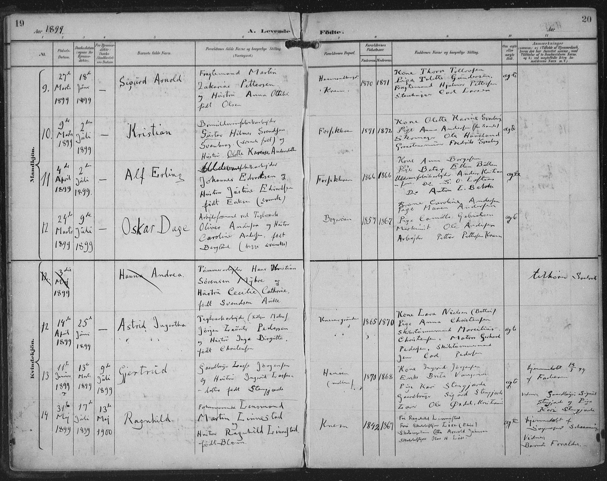 Strømm kirkebøker, AV/SAKO-A-322/F/Fa/L0005: Parish register (official) no. I 5, 1898-1919, p. 19-20