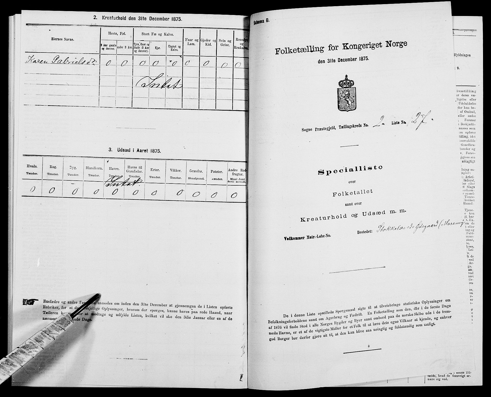 SAK, 1875 census for 1018P Søgne, 1875, p. 251