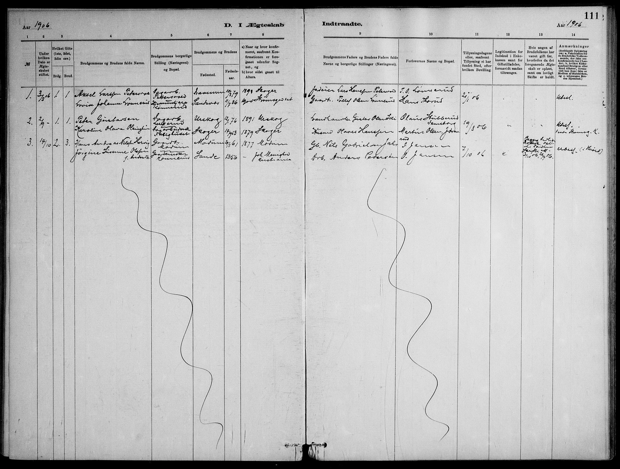 Skoger kirkebøker, AV/SAKO-A-59/F/Fb/L0001: Parish register (official) no. II 1, 1885-1913, p. 111