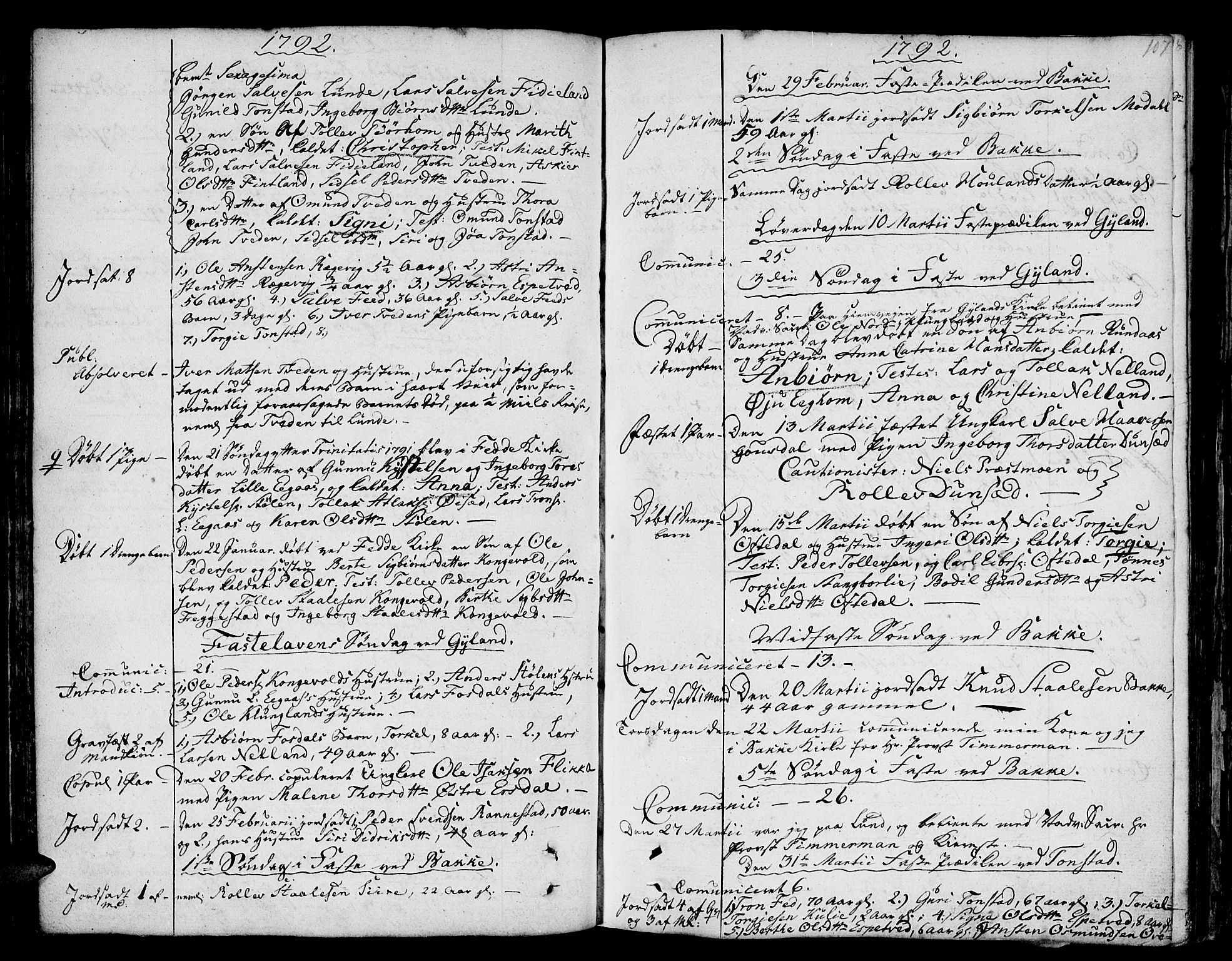 Bakke sokneprestkontor, SAK/1111-0002/F/Fa/Faa/L0002: Parish register (official) no. A 2, 1780-1816, p. 107