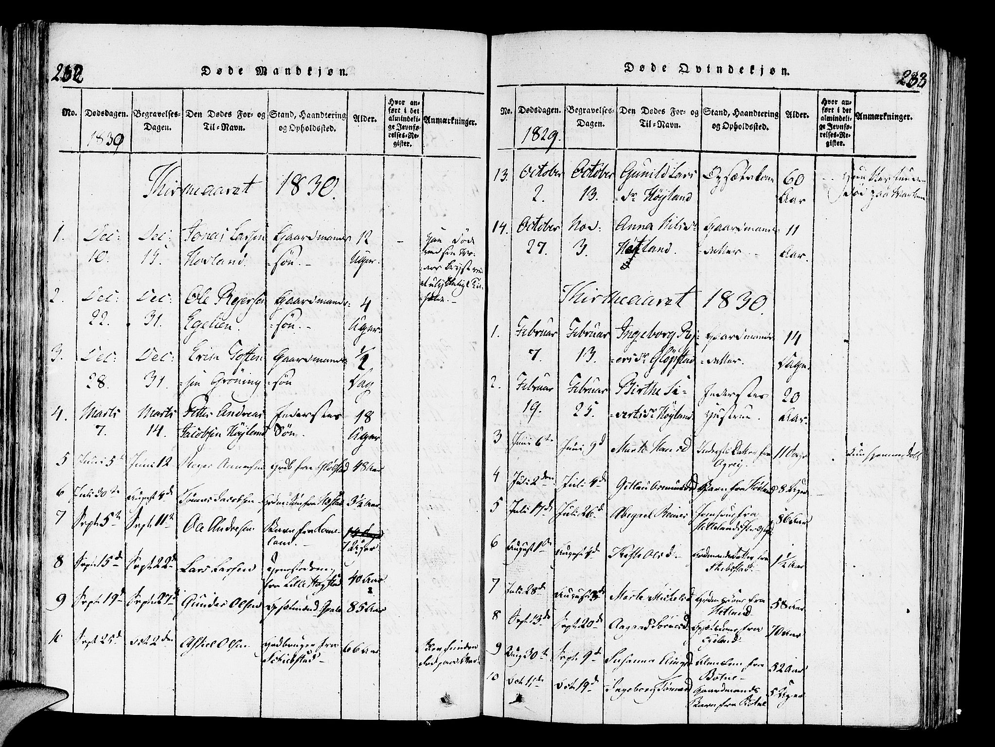 Helleland sokneprestkontor, SAST/A-101810: Parish register (official) no. A 4, 1815-1834, p. 232-233