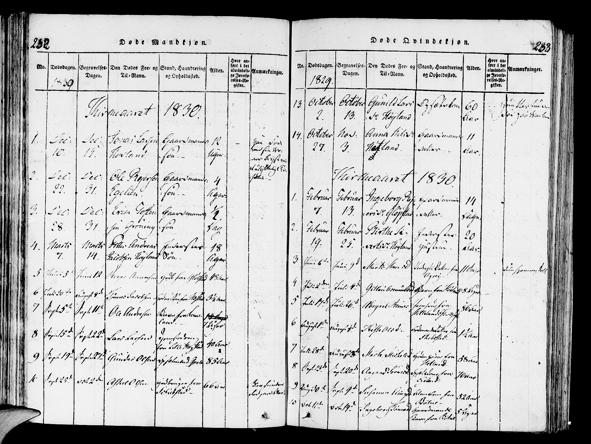 Helleland sokneprestkontor, AV/SAST-A-101810: Parish register (official) no. A 4, 1815-1834, p. 232-233