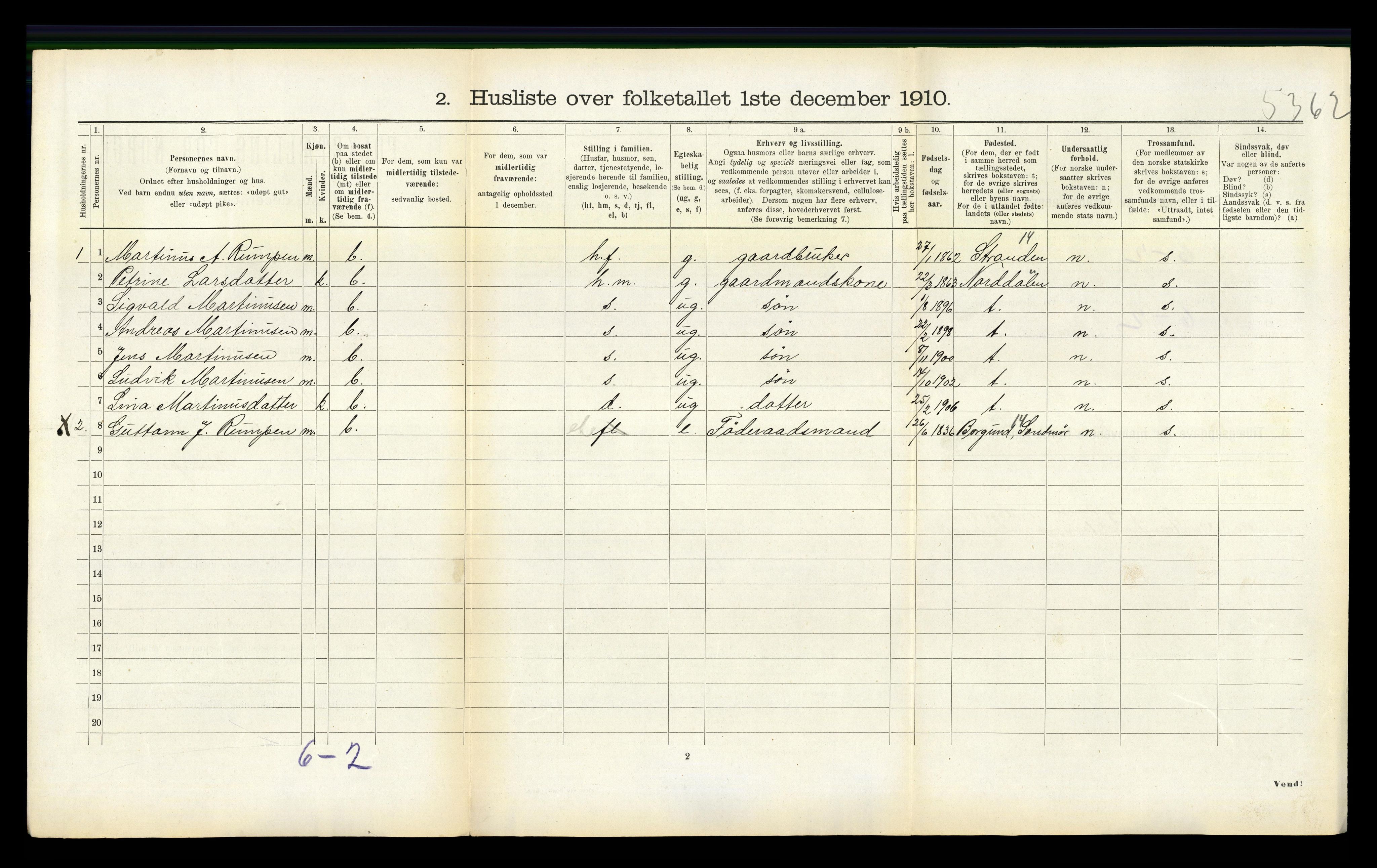 RA, 1910 census for Skodje, 1910, p. 162