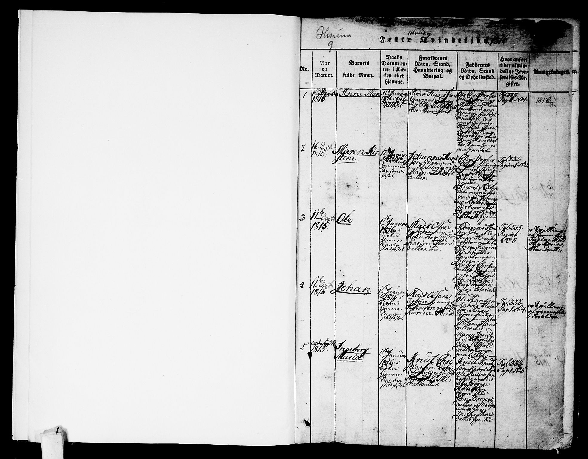 Hurum kirkebøker, SAKO/A-229/F/Fa/L0009: Parish register (official) no. 9, 1816-1826, p. 1