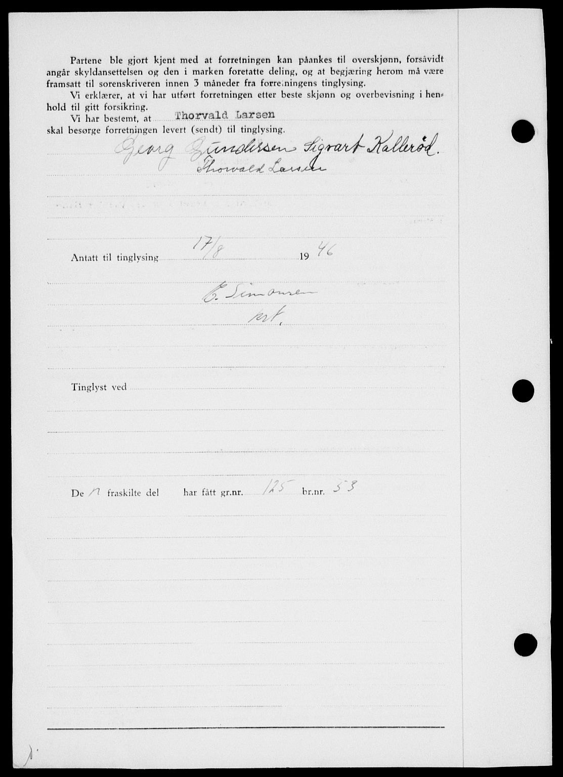 Onsøy sorenskriveri, SAO/A-10474/G/Ga/Gab/L0017: Mortgage book no. II A-17, 1946-1946, Diary no: : 1857/1946