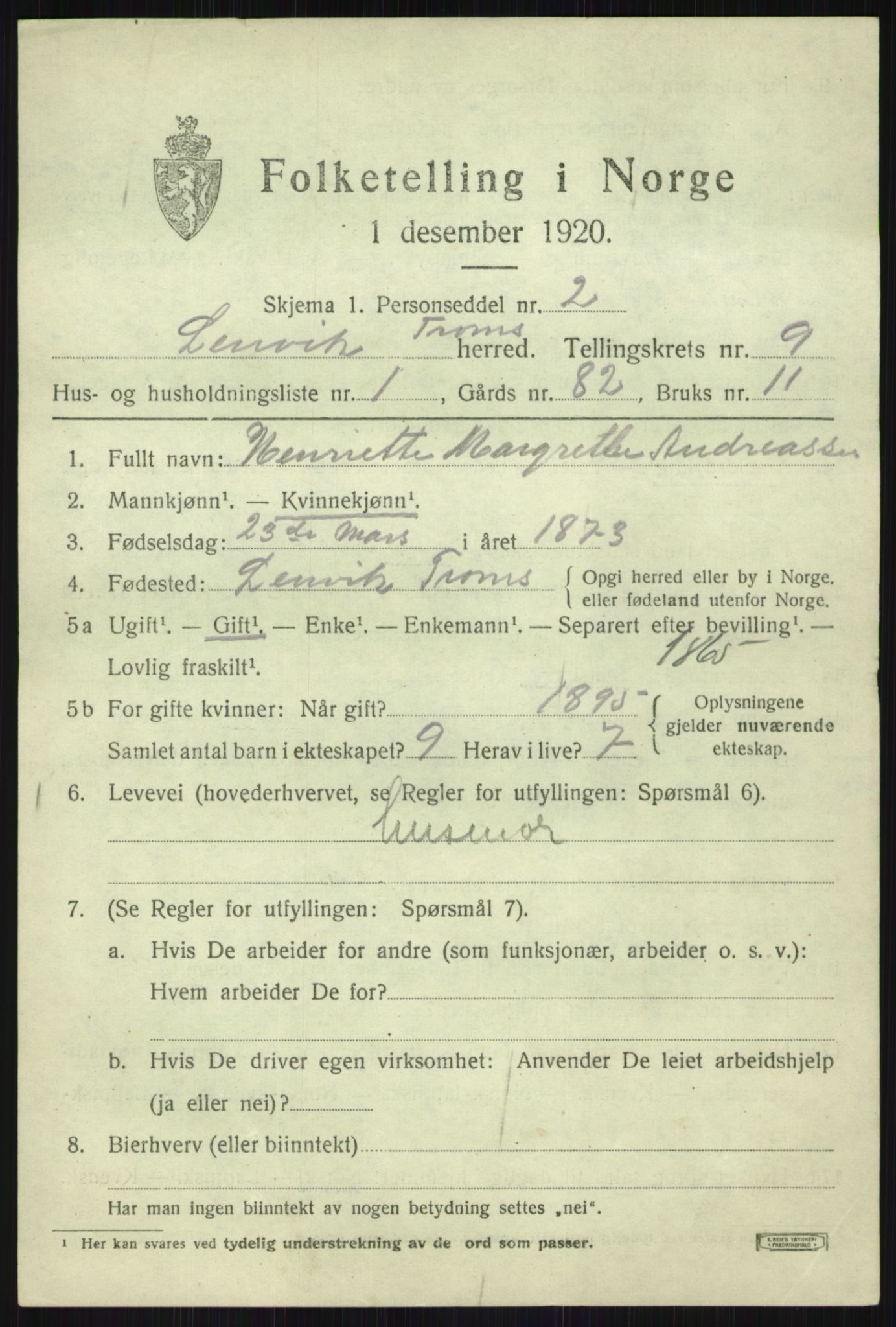 SATØ, 1920 census for Lenvik, 1920, p. 12288