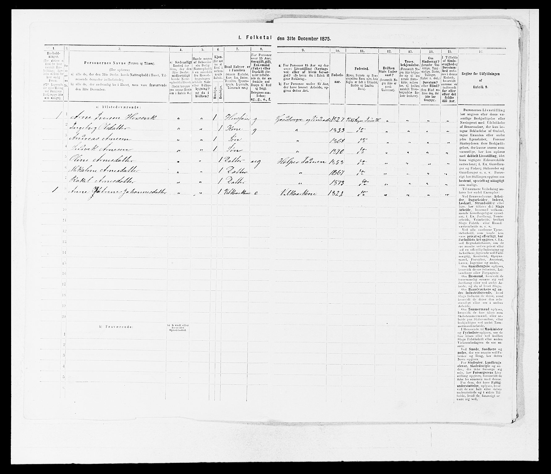 SAB, 1875 census for 1430P Indre Holmedal, 1875, p. 648