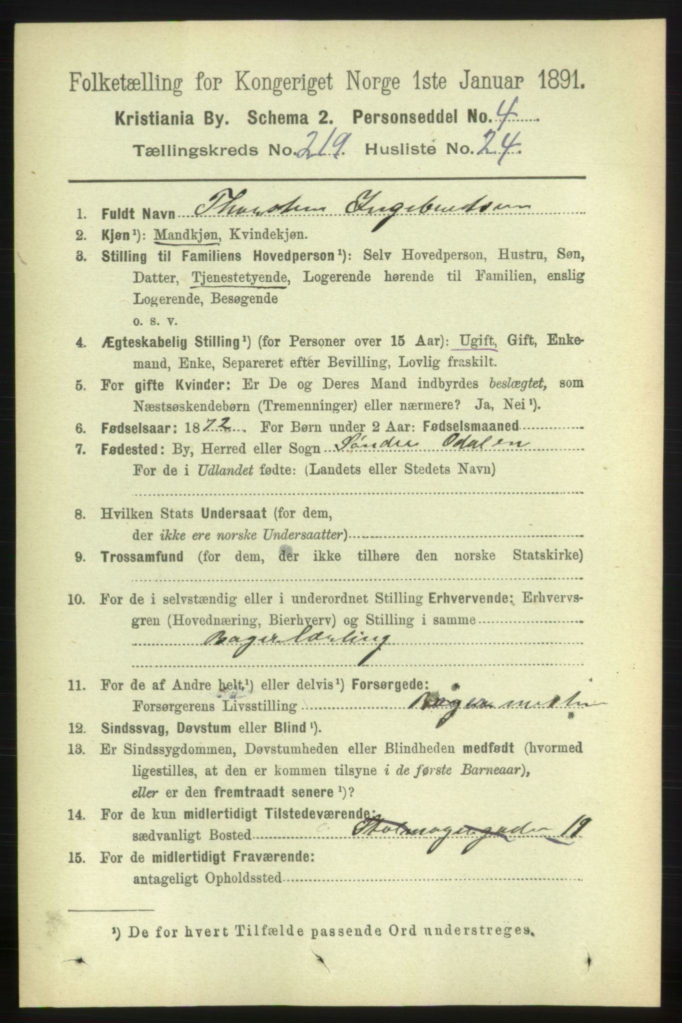 RA, 1891 census for 0301 Kristiania, 1891, p. 130624