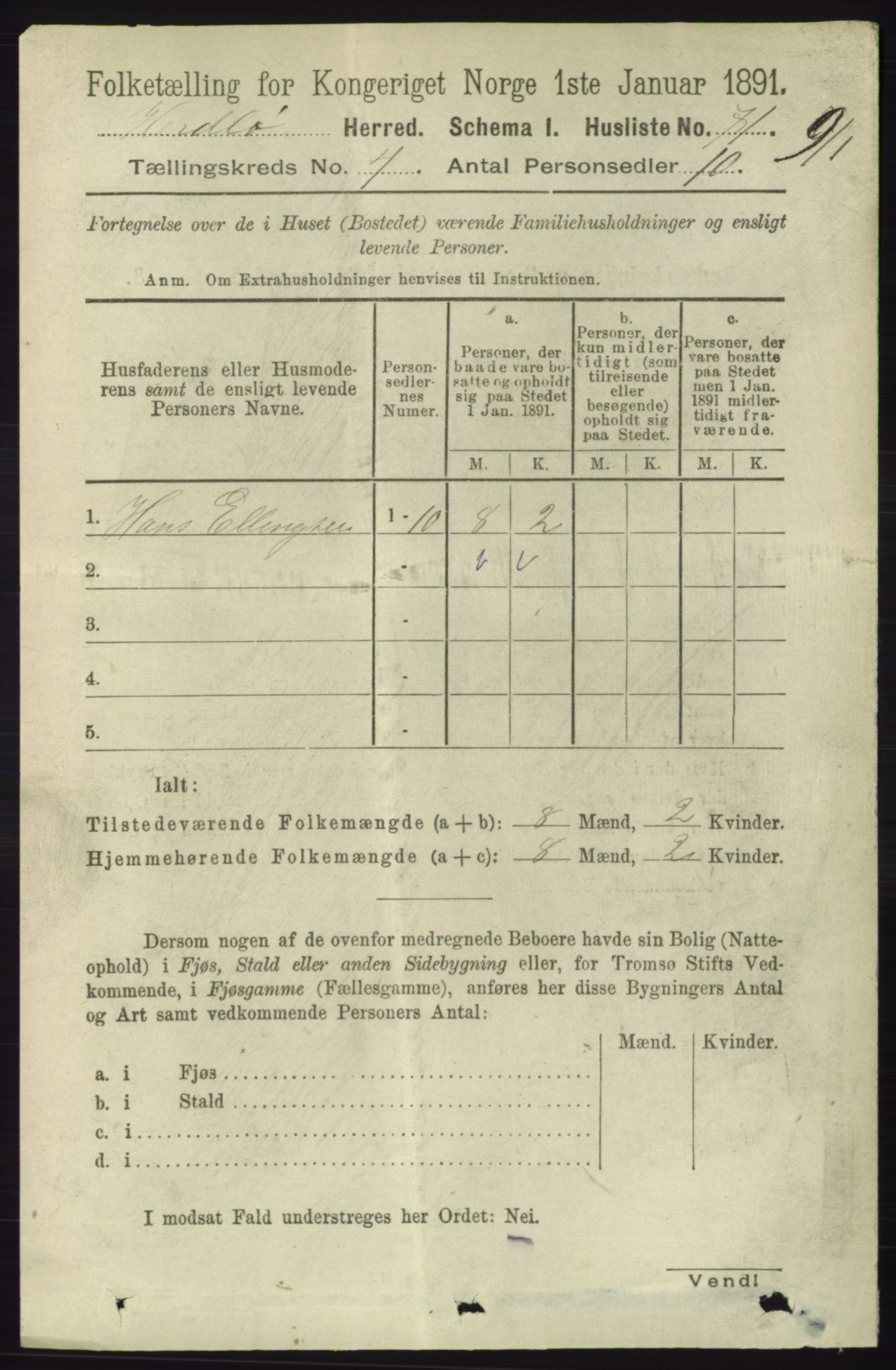 RA, 1891 census for 1258 Herdla, 1891, p. 1541