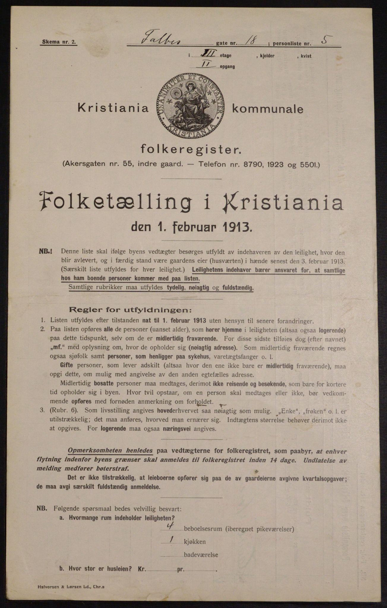 OBA, Municipal Census 1913 for Kristiania, 1913, p. 23369