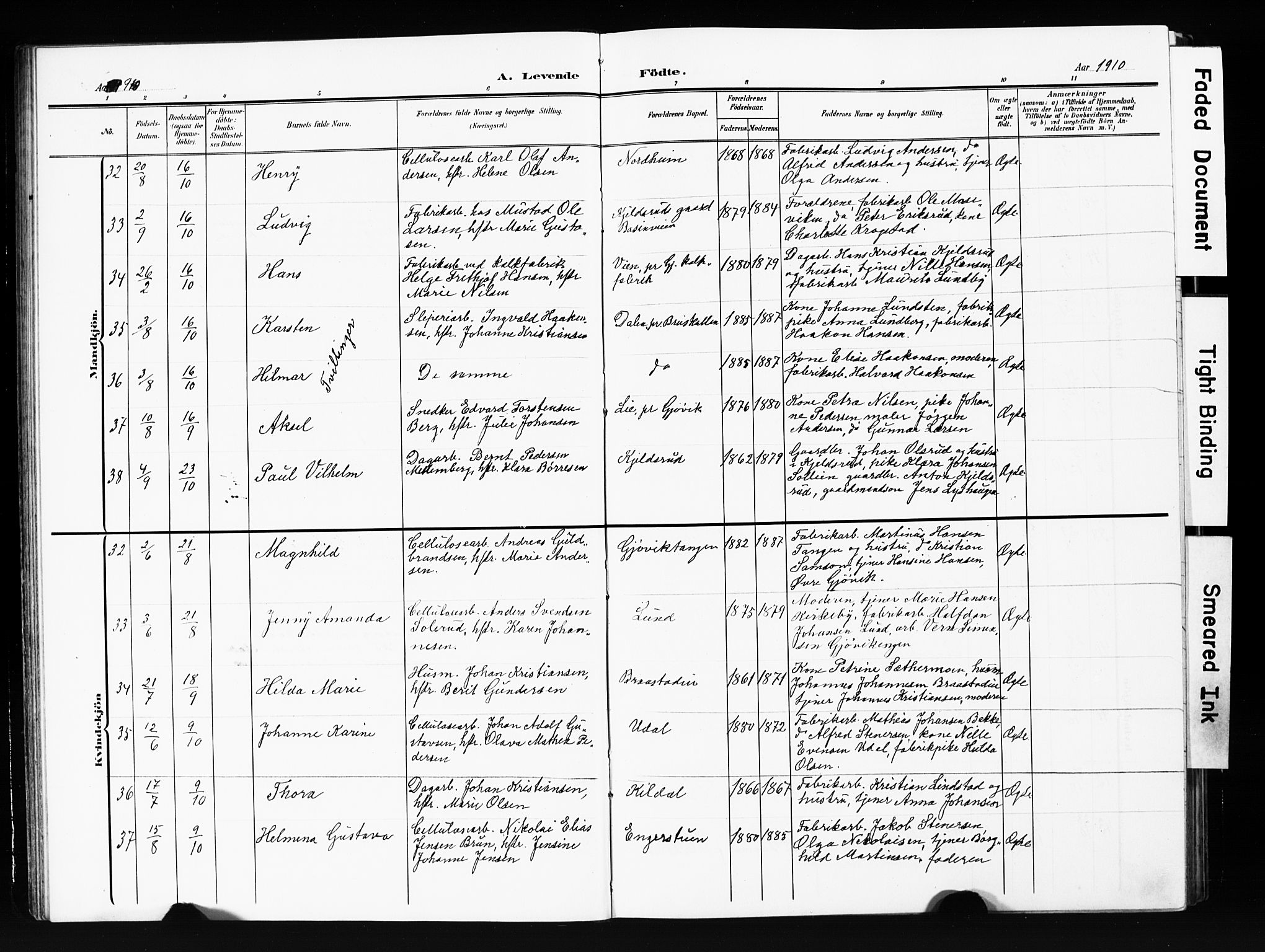 Vardal prestekontor, SAH/PREST-100/H/Ha/Hab/L0013: Parish register (copy) no. 13, 1904-1915