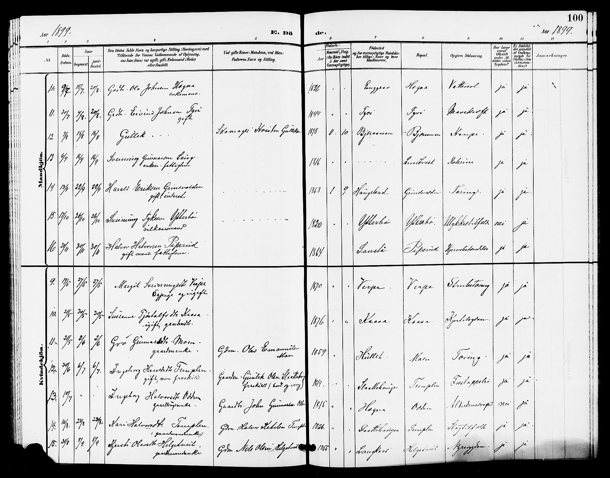 Lunde kirkebøker, SAKO/A-282/G/Ga/L0003: Parish register (copy) no. I 3, 1896-1905, p. 100