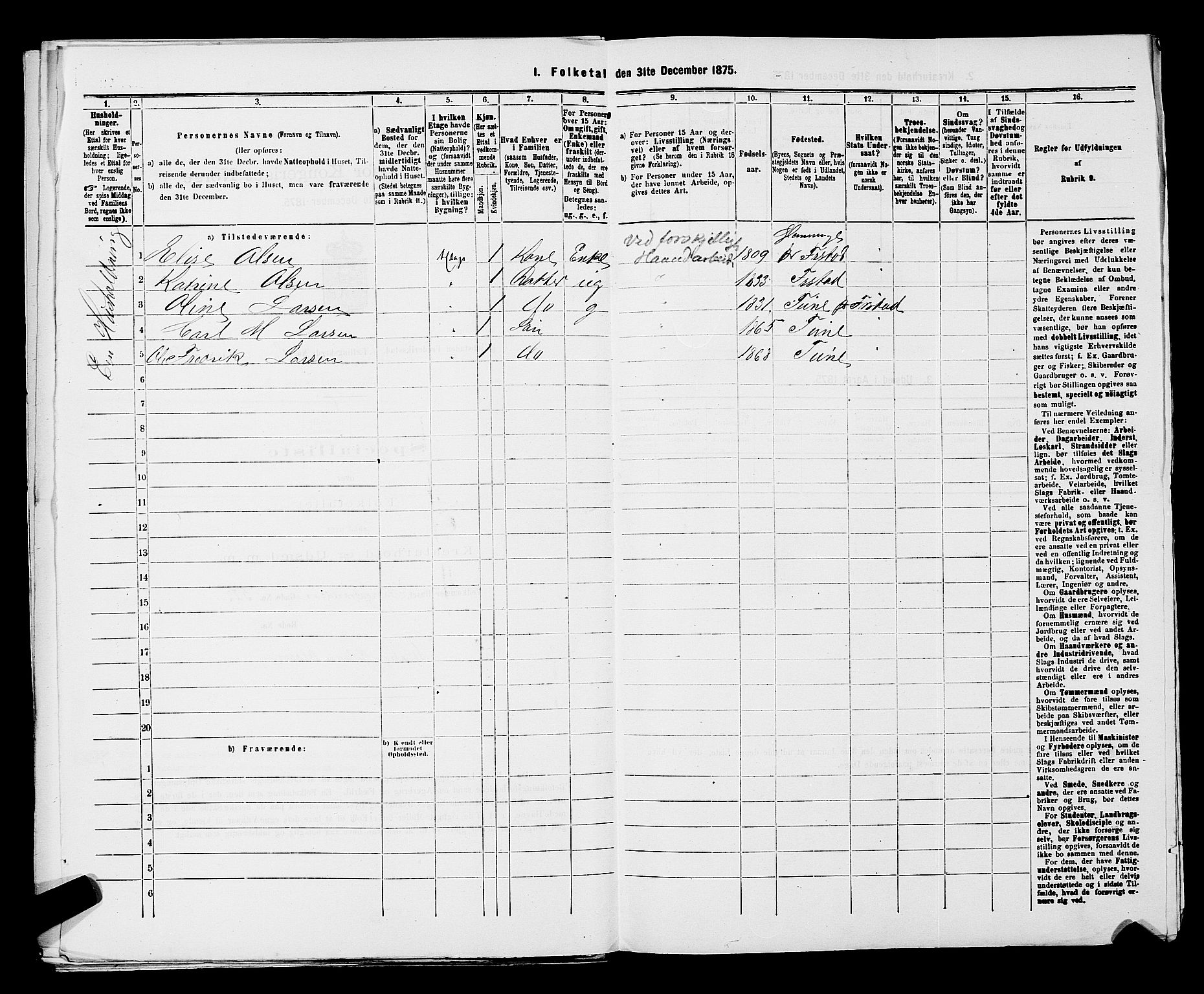 RA, 1875 census for 0103B Fredrikstad/Fredrikstad, 1875, p. 1527