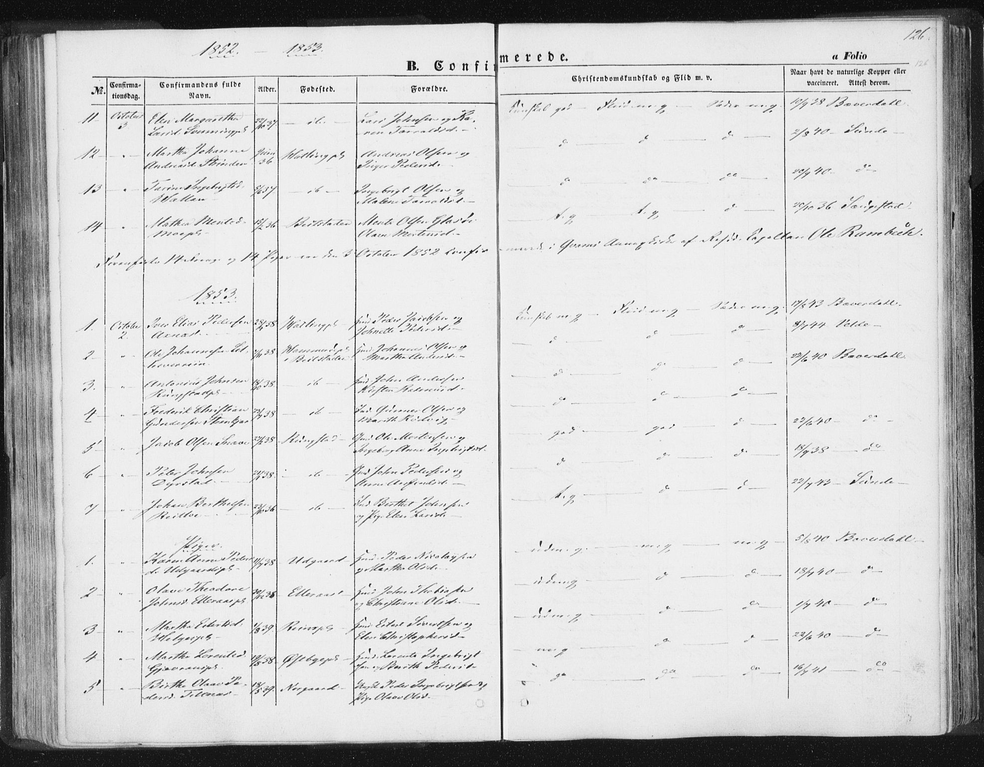 Ministerialprotokoller, klokkerbøker og fødselsregistre - Nord-Trøndelag, SAT/A-1458/746/L0446: Parish register (official) no. 746A05, 1846-1859, p. 126