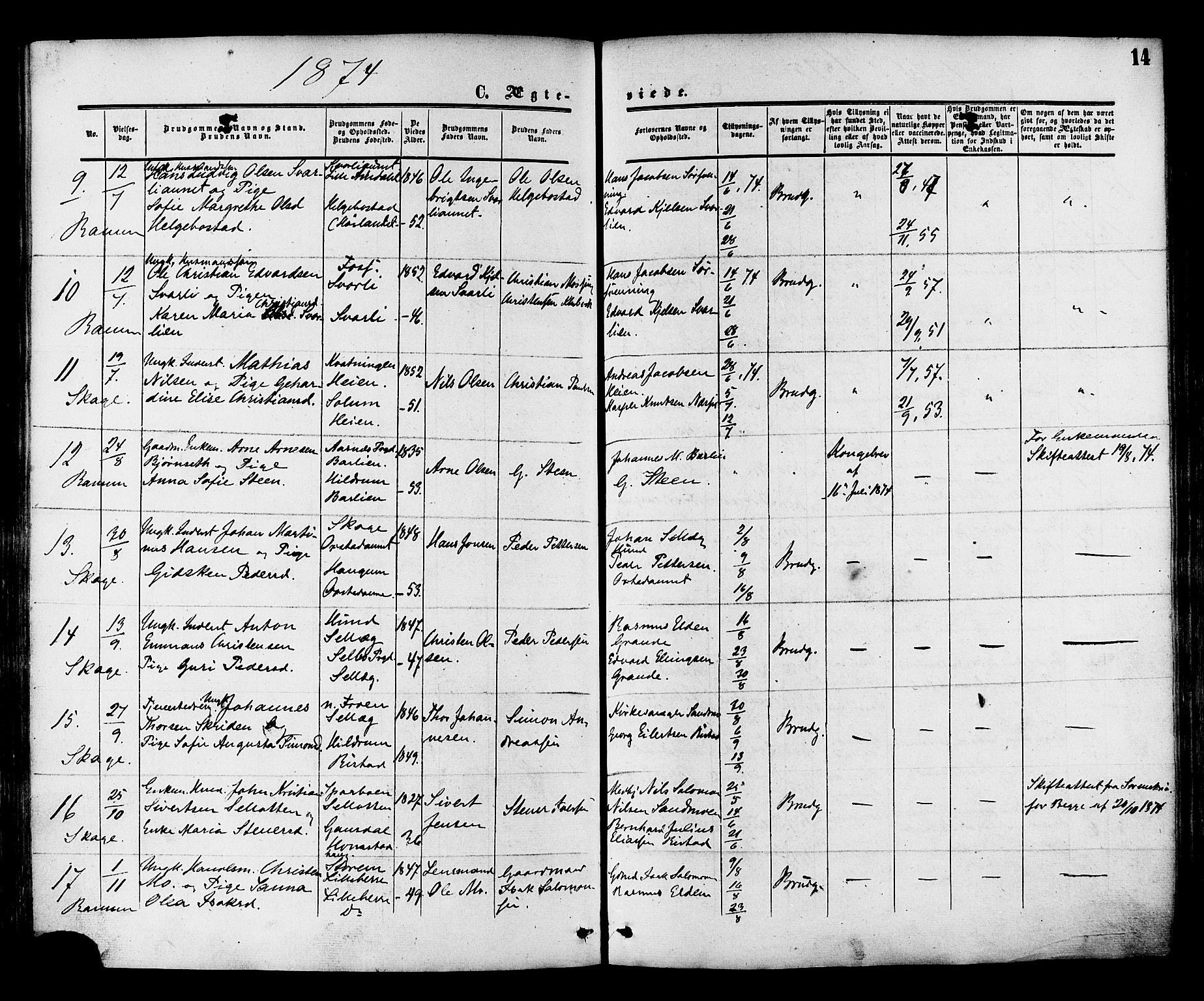 Ministerialprotokoller, klokkerbøker og fødselsregistre - Nord-Trøndelag, SAT/A-1458/764/L0553: Parish register (official) no. 764A08, 1858-1880, p. 14