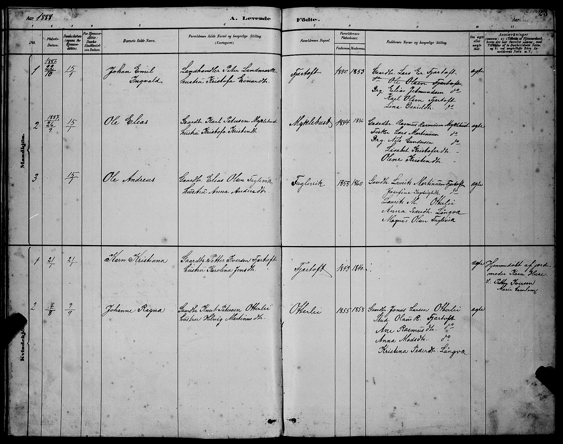 Ministerialprotokoller, klokkerbøker og fødselsregistre - Møre og Romsdal, SAT/A-1454/538/L0523: Parish register (copy) no. 538C01, 1881-1900, p. 23