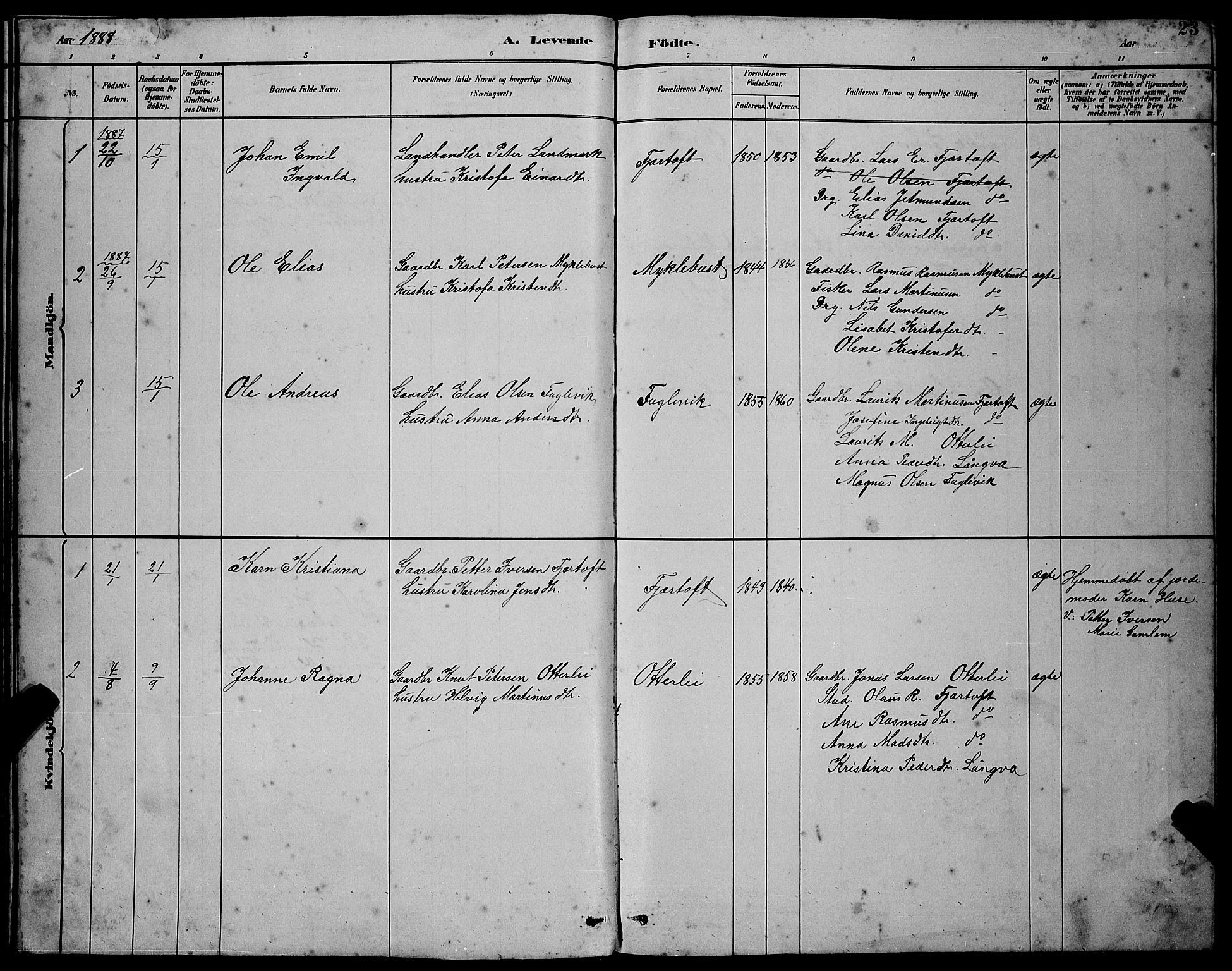 Ministerialprotokoller, klokkerbøker og fødselsregistre - Møre og Romsdal, AV/SAT-A-1454/538/L0523: Parish register (copy) no. 538C01, 1881-1900, p. 23