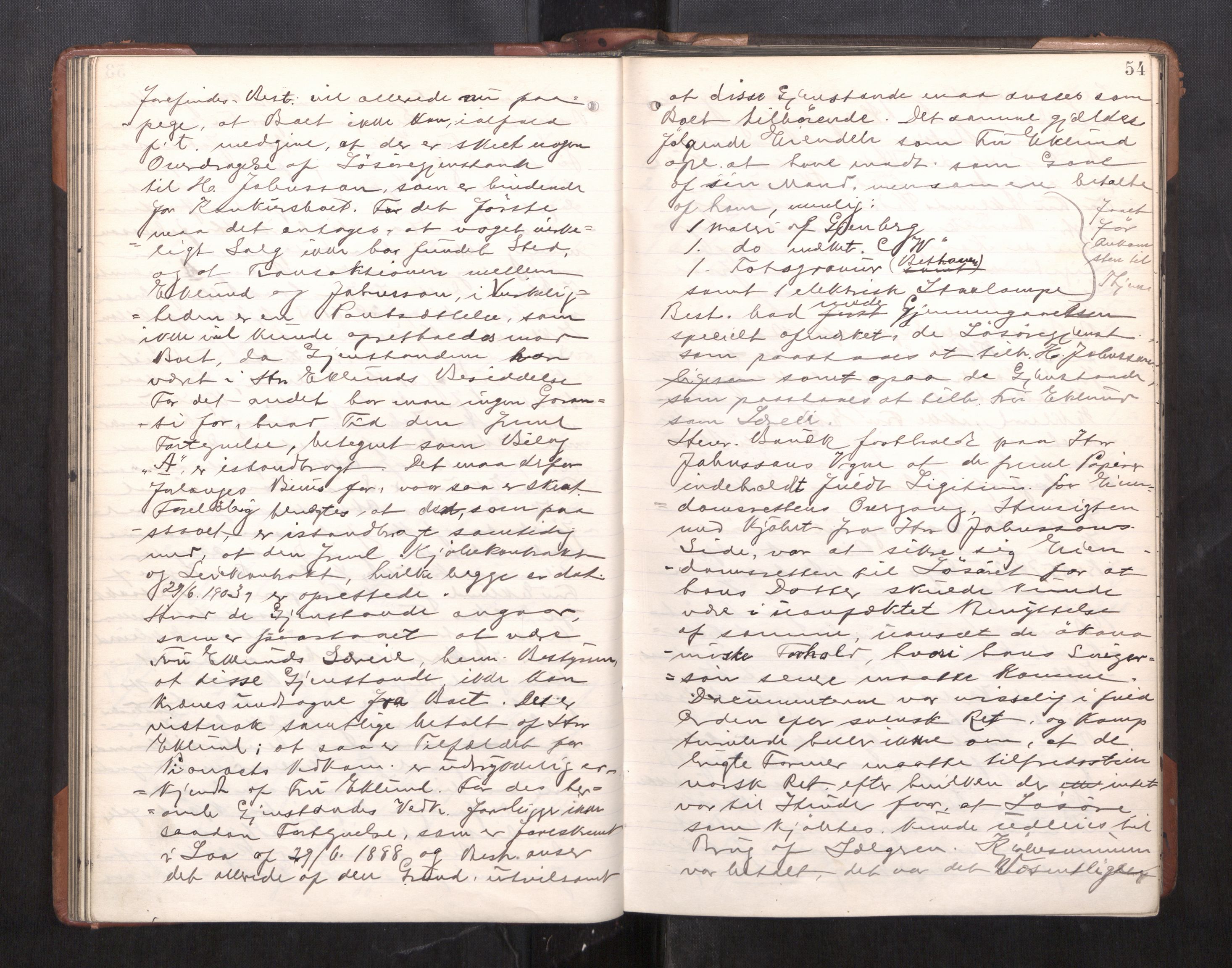Trondheim byfogd, AV/SAT-A-0003/1/3/3C/L0025: Skifteregistreringsprotokoll - 24/1-14/7. (u/ register), 1906-1909, p. 54