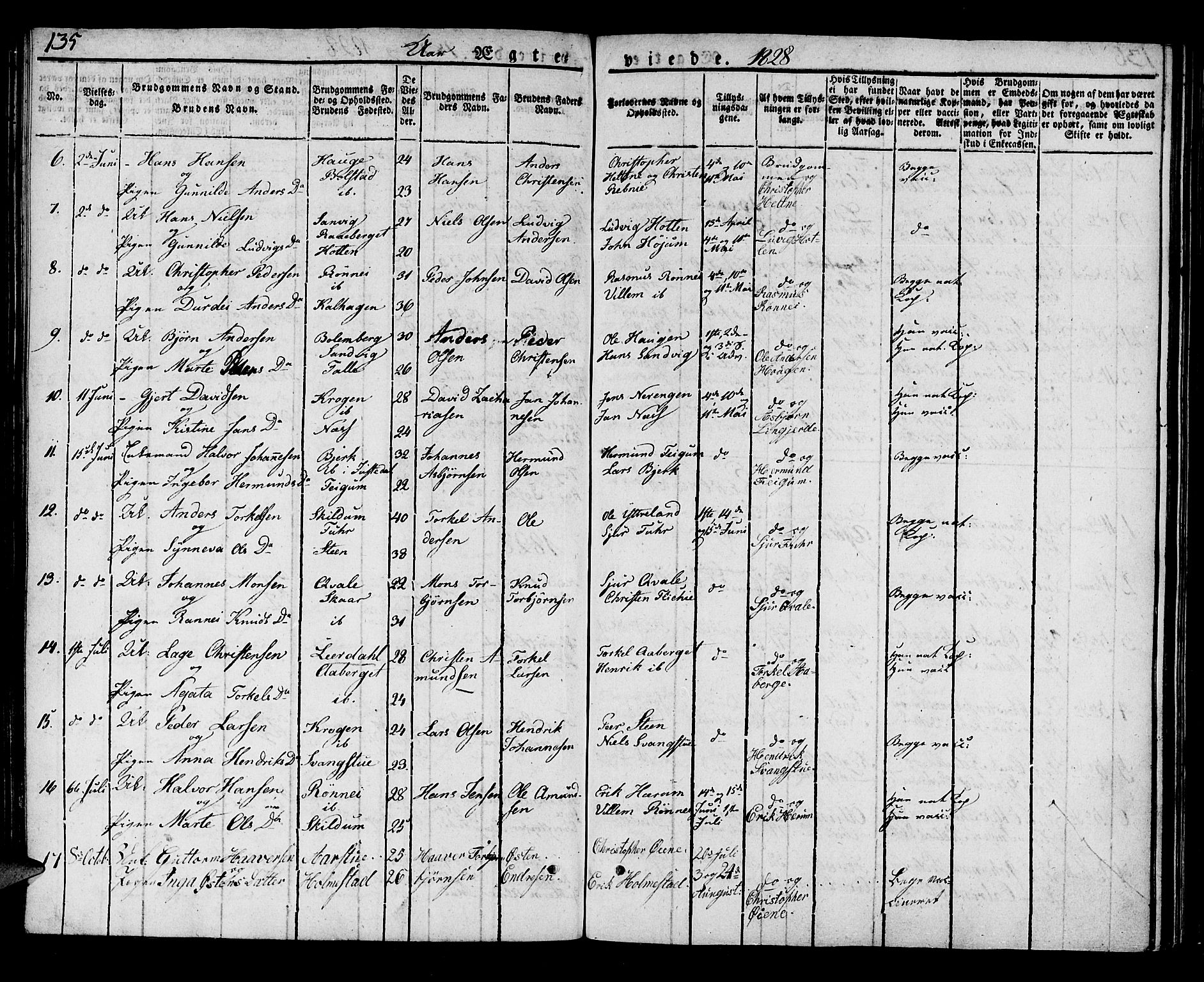 Luster sokneprestembete, AV/SAB-A-81101/H/Haa/Haaa/L0004: Parish register (official) no. A 4, 1821-1832, p. 135