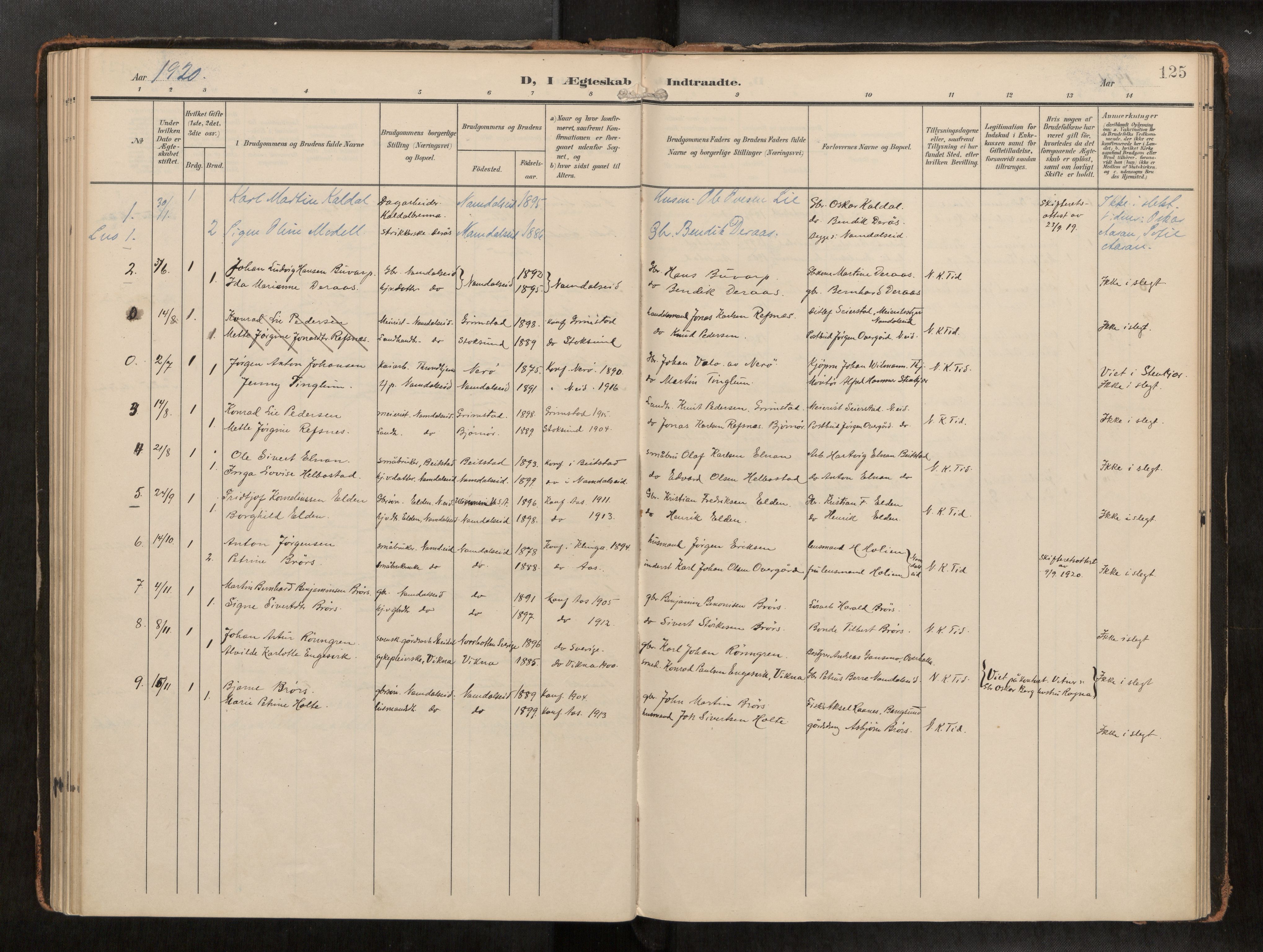 Ministerialprotokoller, klokkerbøker og fødselsregistre - Nord-Trøndelag, AV/SAT-A-1458/742/L0409a: Parish register (official) no. 742A03, 1906-1924, p. 125