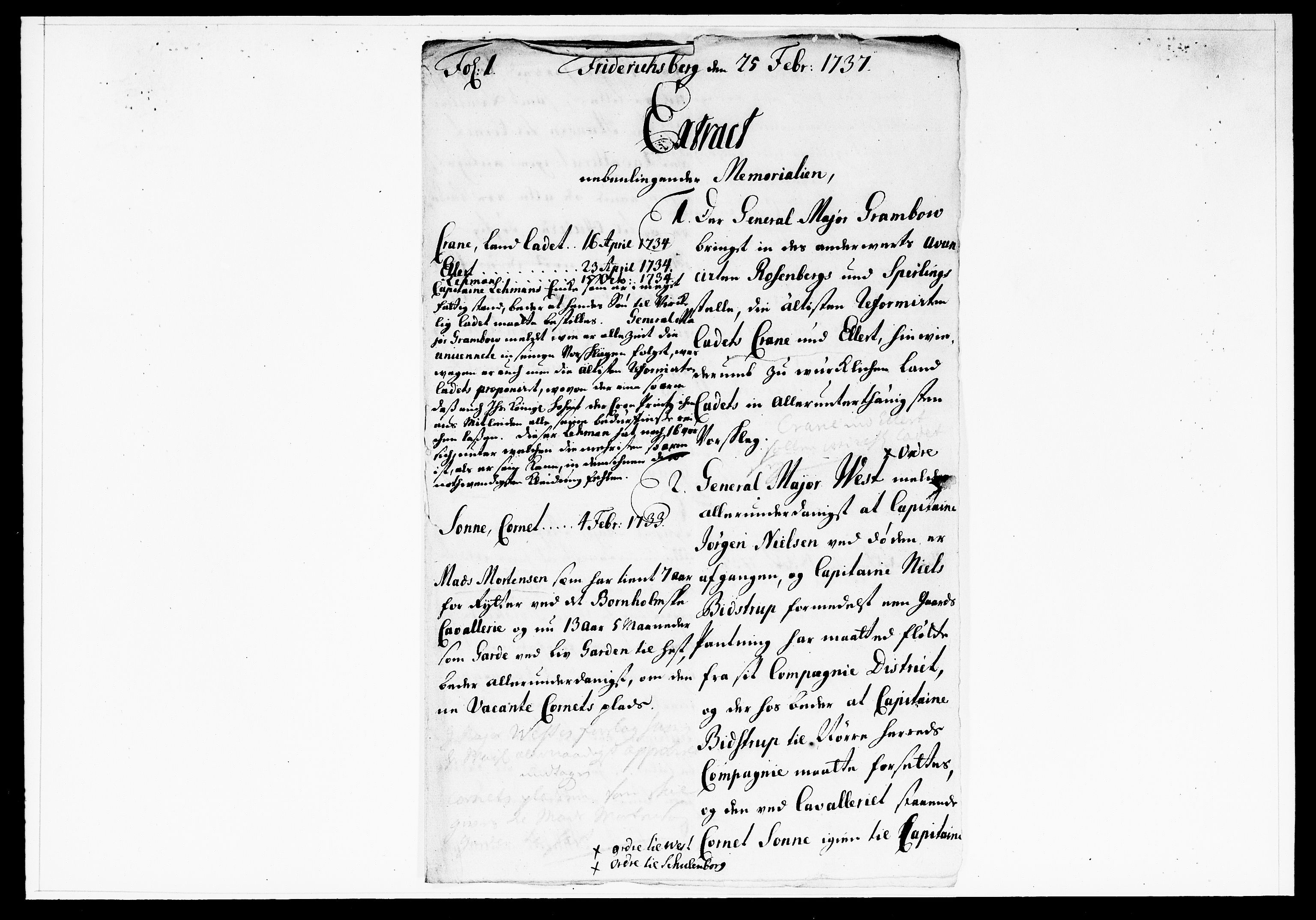 Krigskollegiet, Krigskancelliet, DRA/A-0006/-/1138-1142: Refererede sager, 1737, p. 66