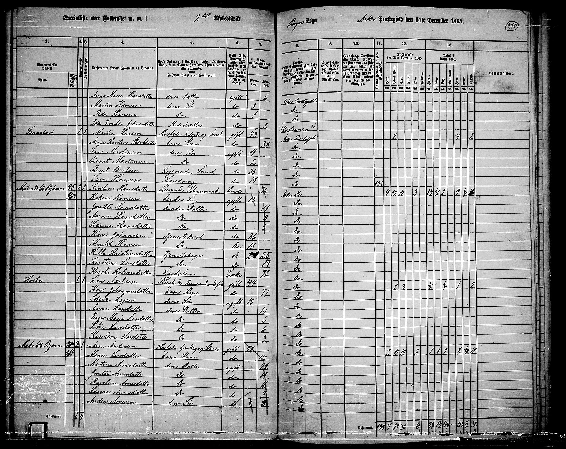 RA, 1865 census for Asker, 1865, p. 279