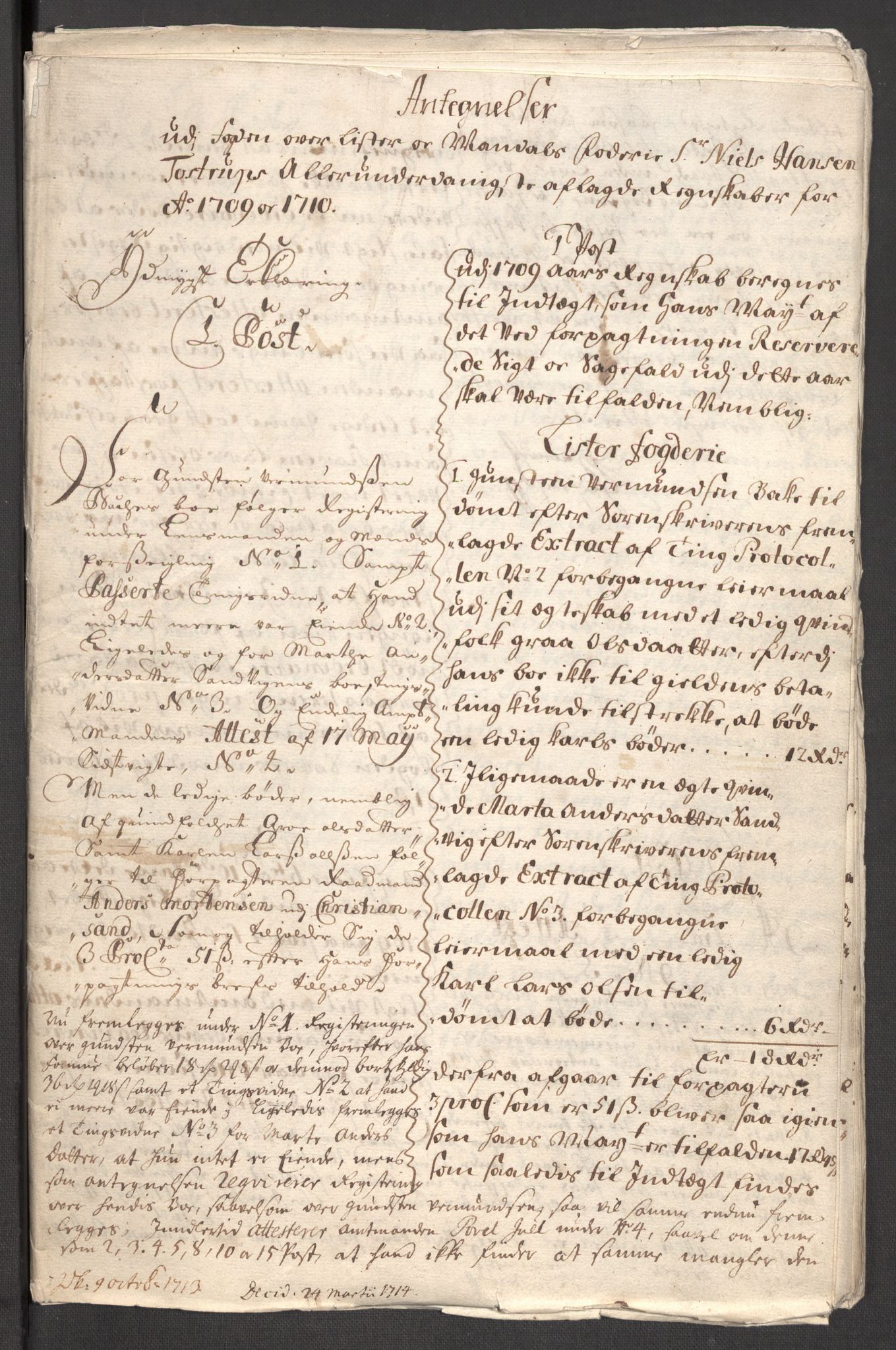 Rentekammeret inntil 1814, Reviderte regnskaper, Fogderegnskap, AV/RA-EA-4092/R43/L2553: Fogderegnskap Lista og Mandal, 1710, p. 136