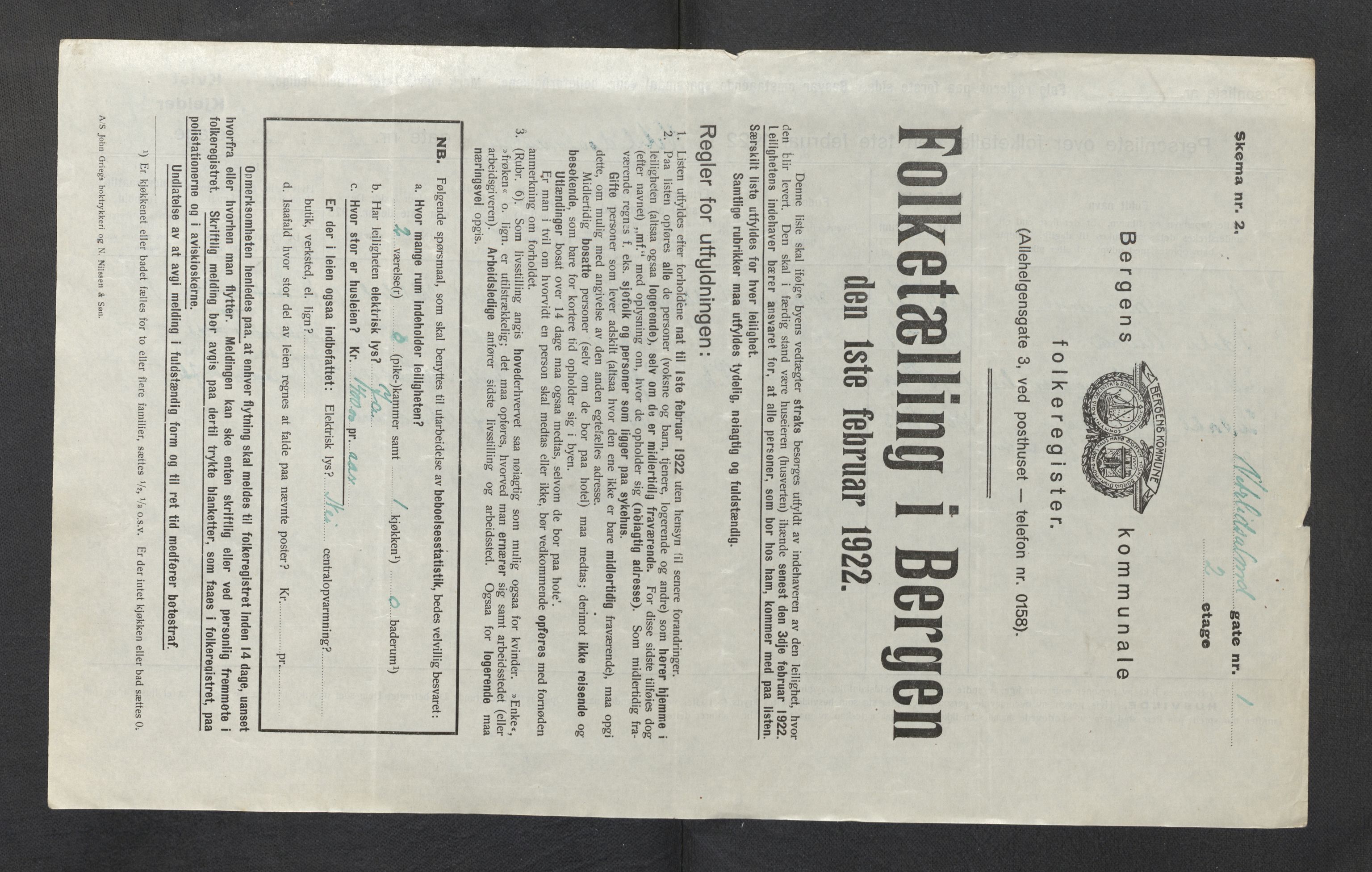 SAB, Municipal Census 1922 for Bergen, 1922, p. 46387