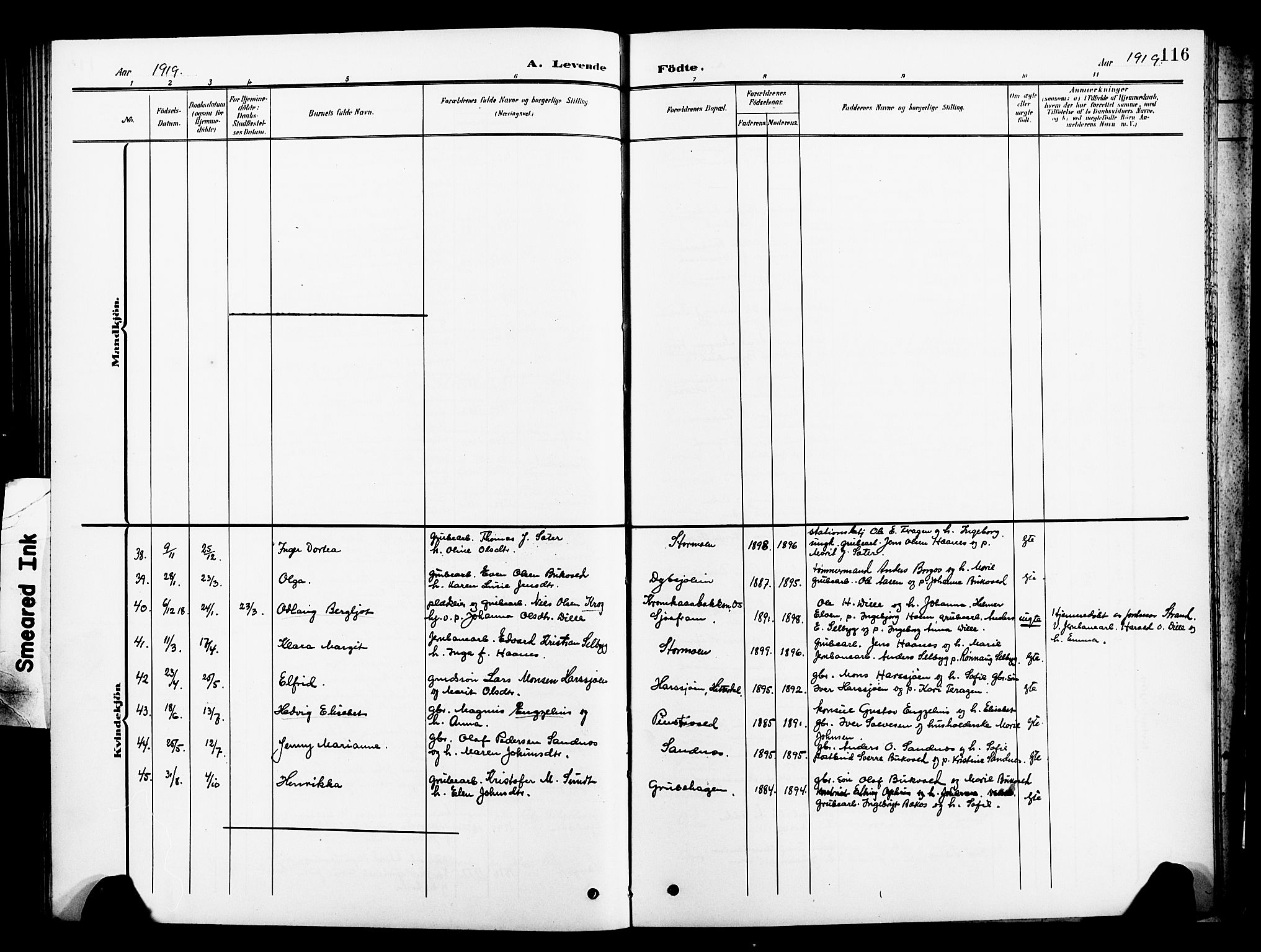 Ministerialprotokoller, klokkerbøker og fødselsregistre - Sør-Trøndelag, SAT/A-1456/681/L0942: Parish register (copy) no. 681C06, 1906-1925, p. 116