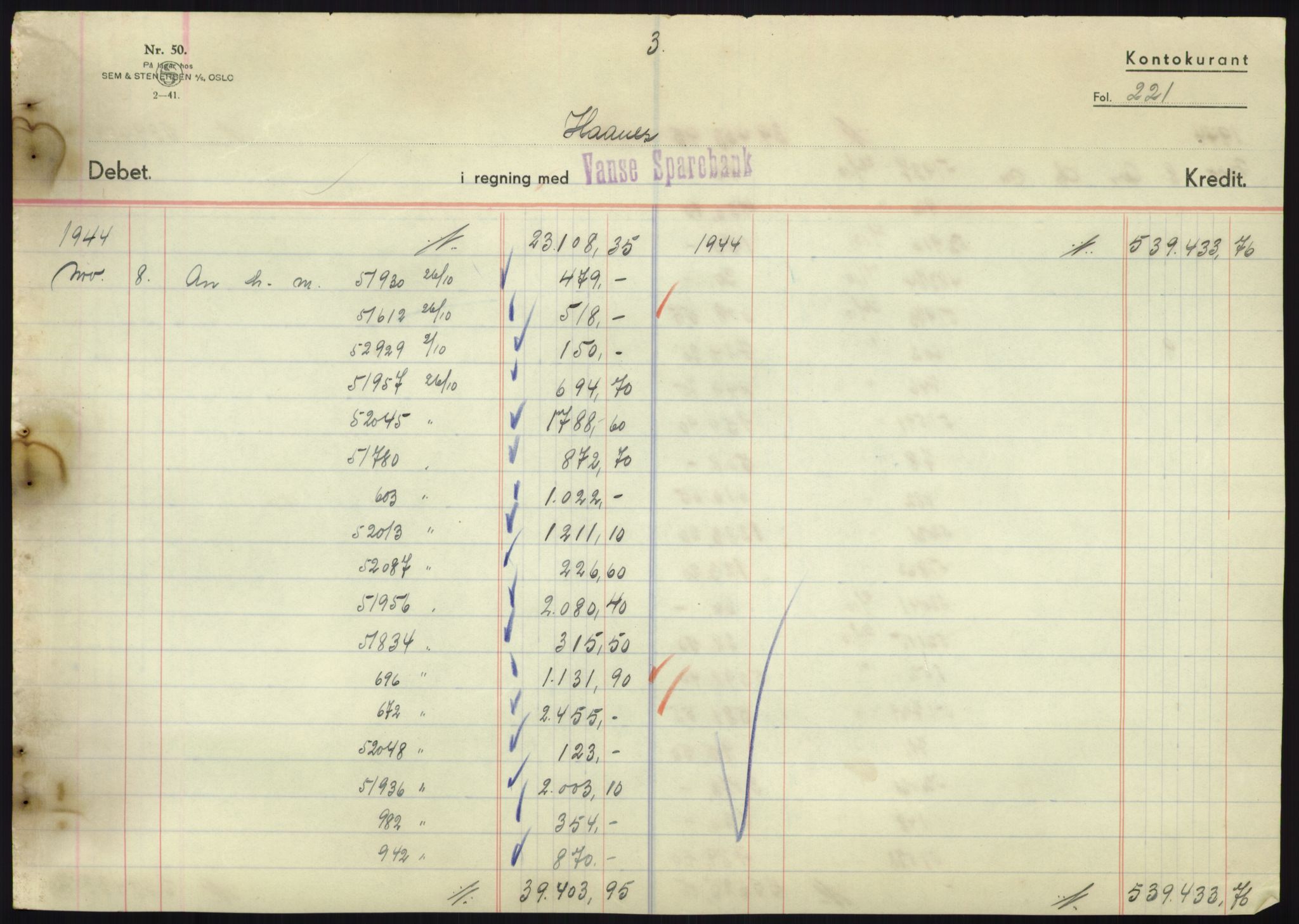 Forsvarsdepartementet, 10. kontor / Oppgjørskontoret, AV/RA-RAFA-1225/D/Db/L0180: Lista oppgjørskontor, 1942-1952, p. 1883