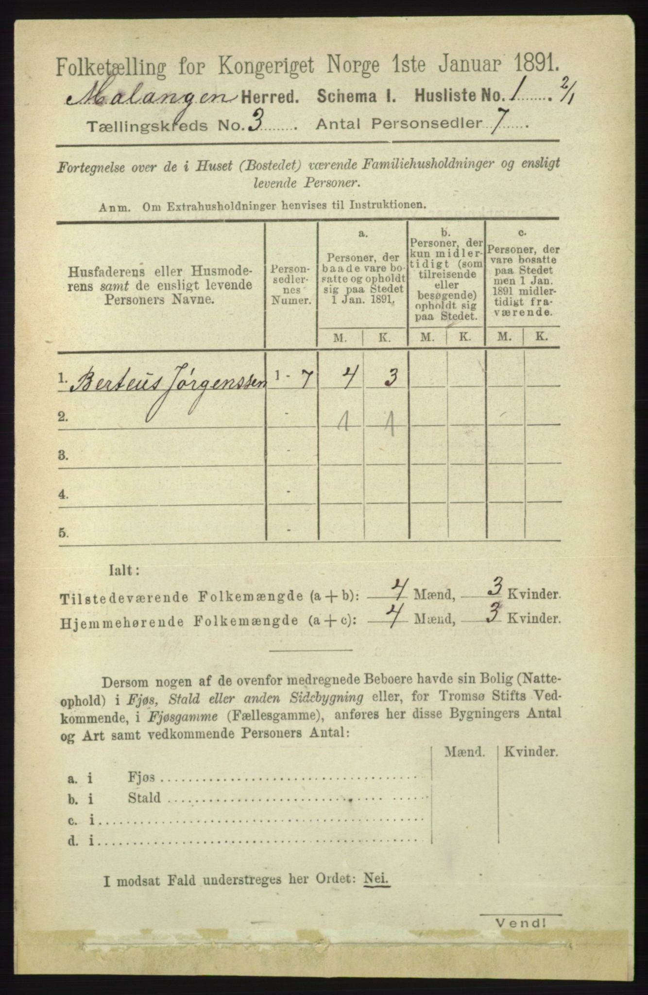 RA, 1891 census for 1932 Malangen, 1891, p. 690