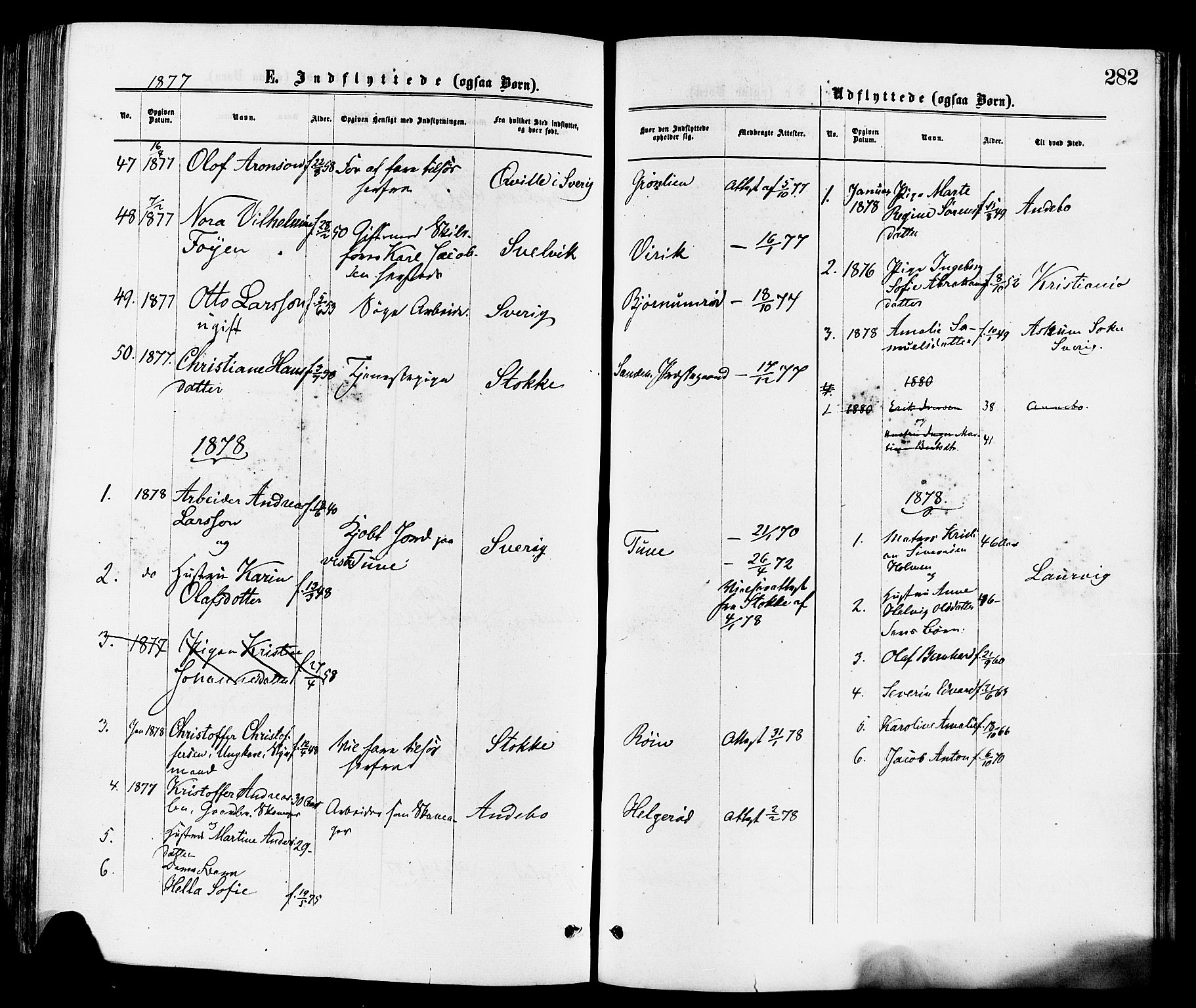 Sandar kirkebøker, SAKO/A-243/F/Fa/L0011: Parish register (official) no. 11, 1872-1882, p. 282