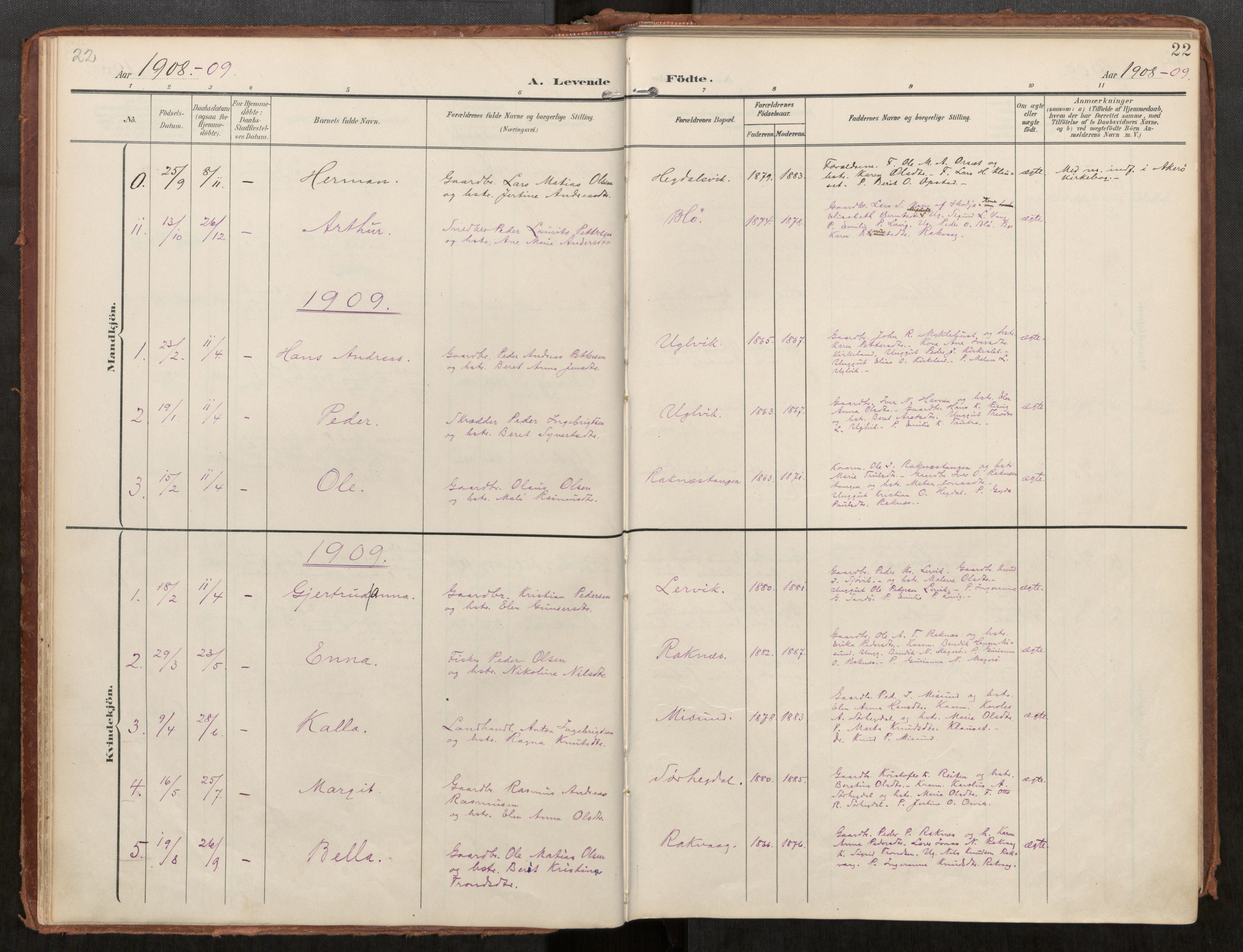 Ministerialprotokoller, klokkerbøker og fødselsregistre - Møre og Romsdal, AV/SAT-A-1454/563/L0740: Parish register (official) no. 563A02, 1903-1923, p. 22