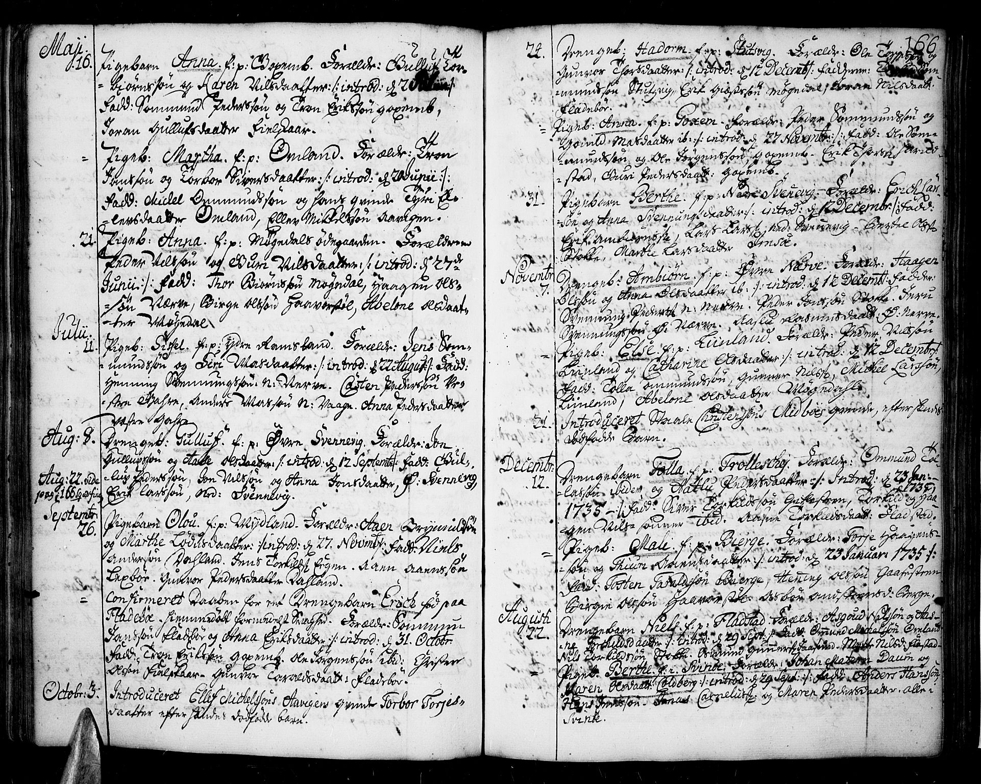 Sør-Audnedal sokneprestkontor, AV/SAK-1111-0039/F/Fa/Fab/L0001: Parish register (official) no. A 1 /2, 1726-1769, p. 166