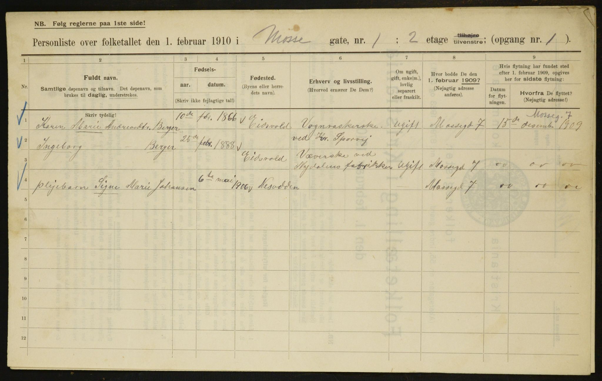 OBA, Municipal Census 1910 for Kristiania, 1910, p. 63537