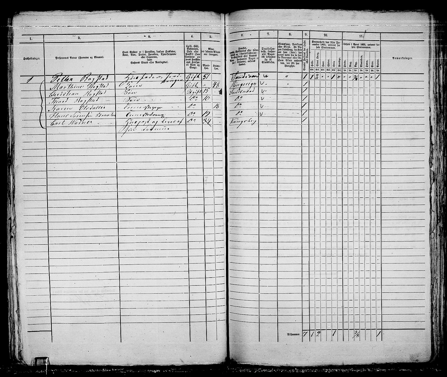 RA, 1865 census for Kongsberg/Kongsberg, 1865, p. 838