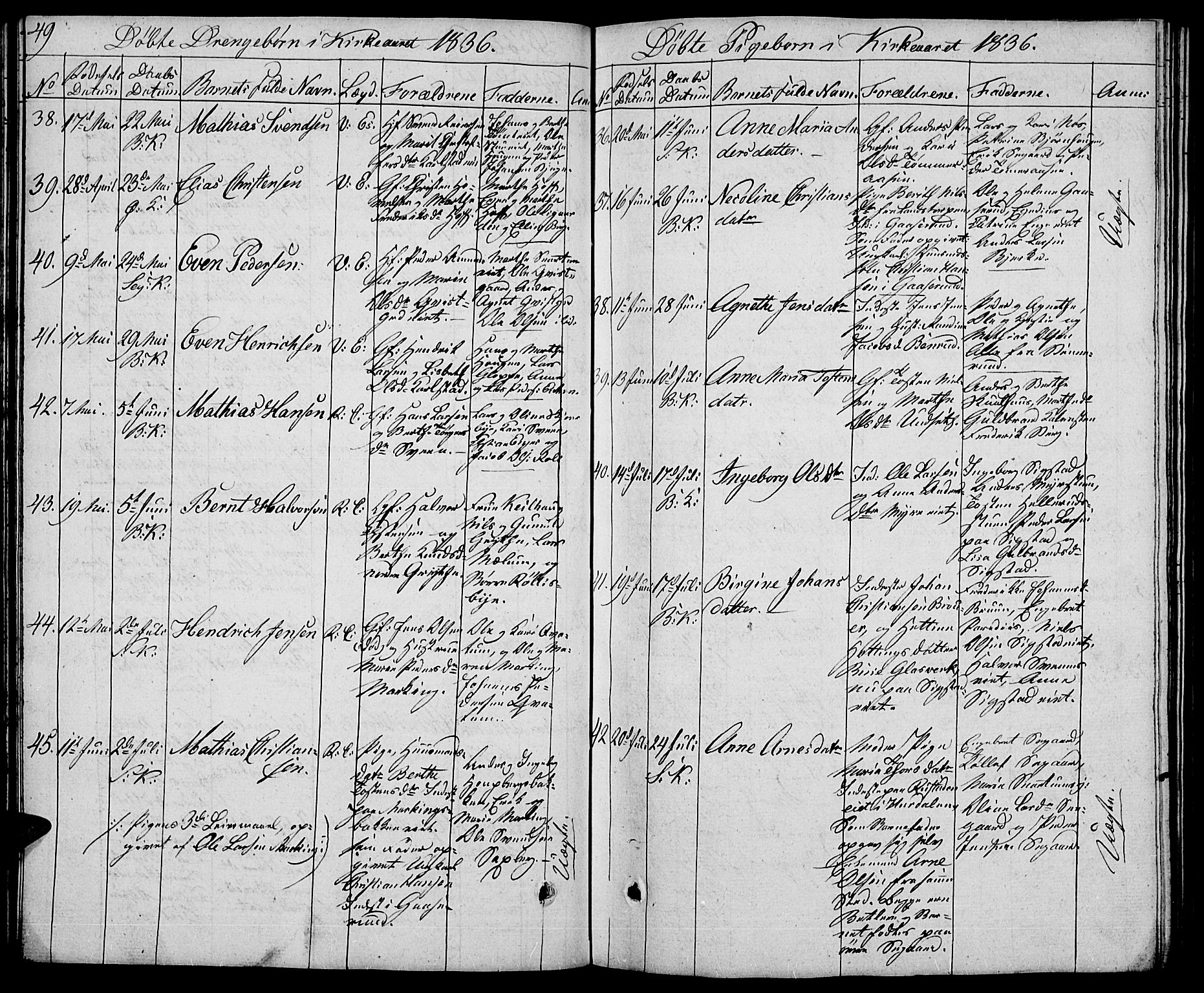 Biri prestekontor, SAH/PREST-096/H/Ha/Hab/L0002: Parish register (copy) no. 2, 1828-1842, p. 49