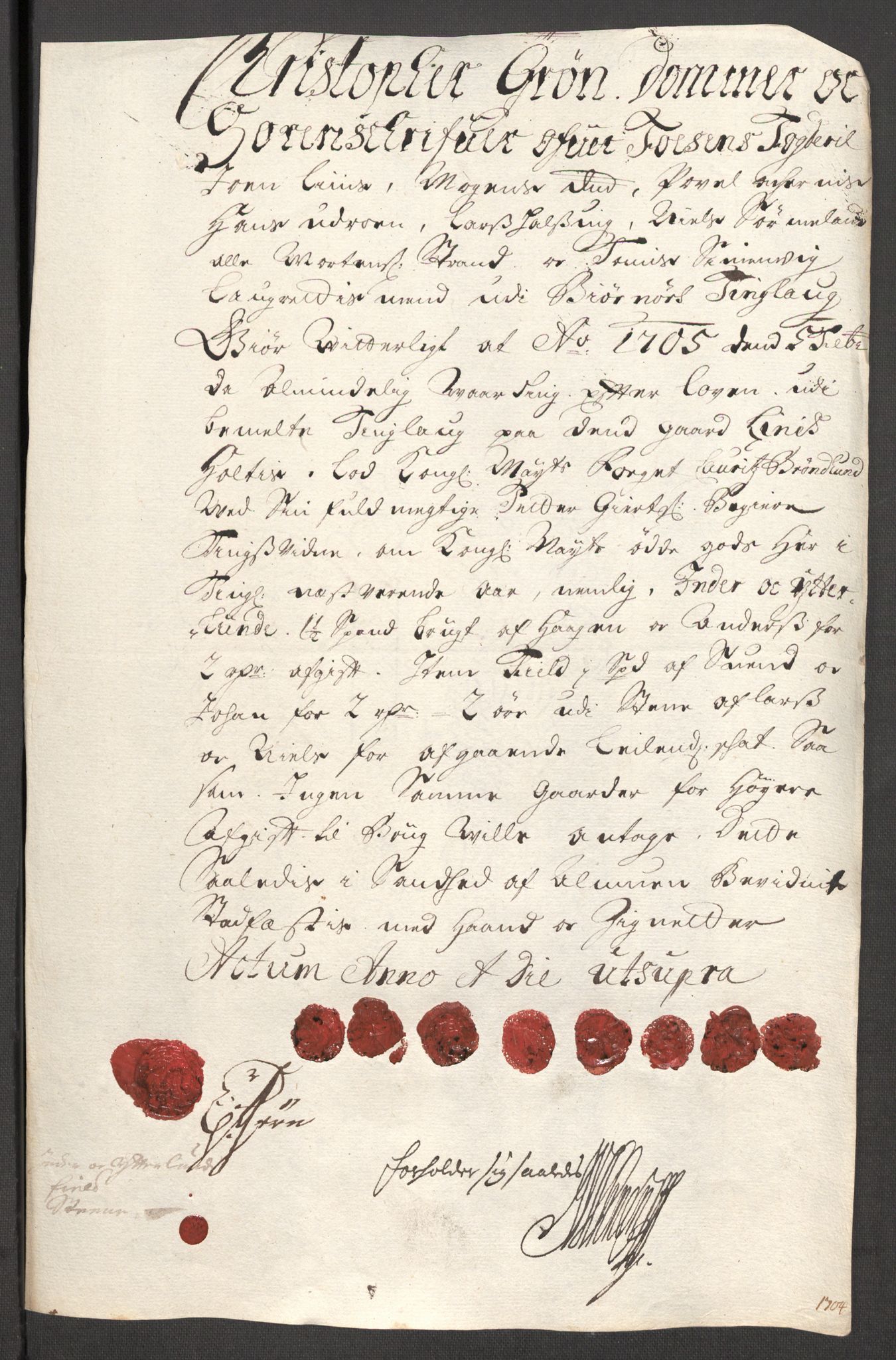 Rentekammeret inntil 1814, Reviderte regnskaper, Fogderegnskap, RA/EA-4092/R57/L3856: Fogderegnskap Fosen, 1704-1705, p. 185