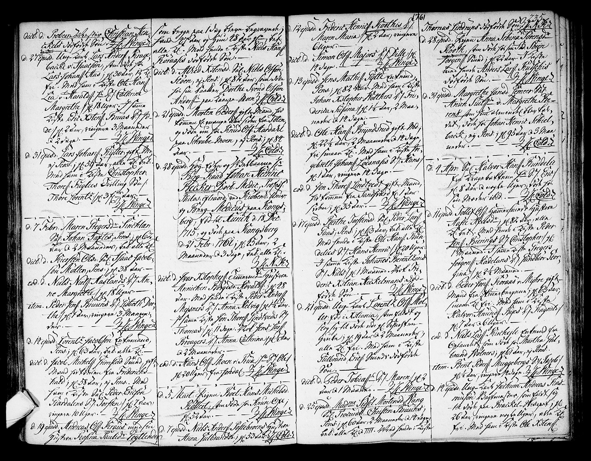Kongsberg kirkebøker, SAKO/A-22/F/Fa/L0004: Parish register (official) no. I 4, 1756-1768, p. 235