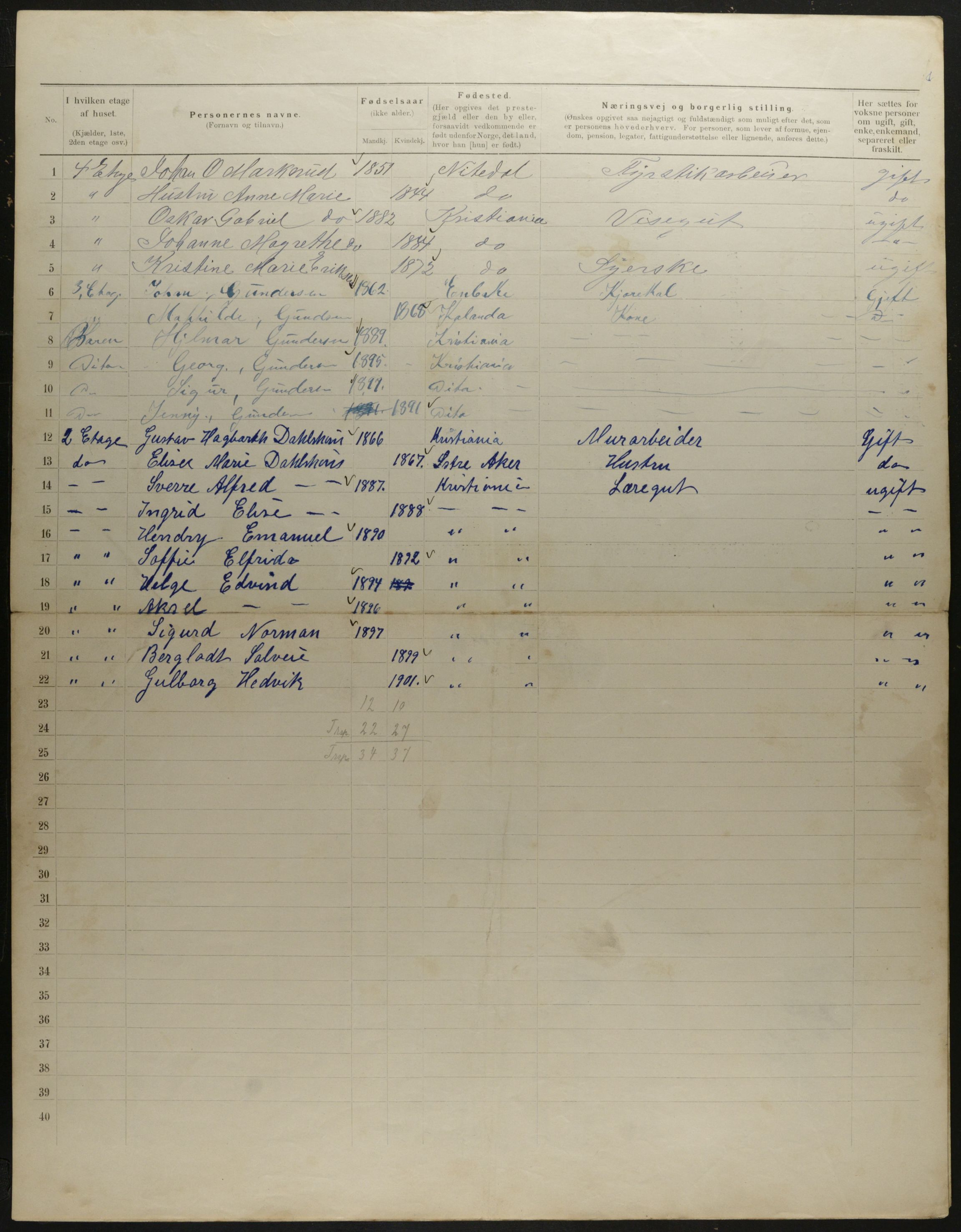 OBA, Municipal Census 1901 for Kristiania, 1901, p. 8012