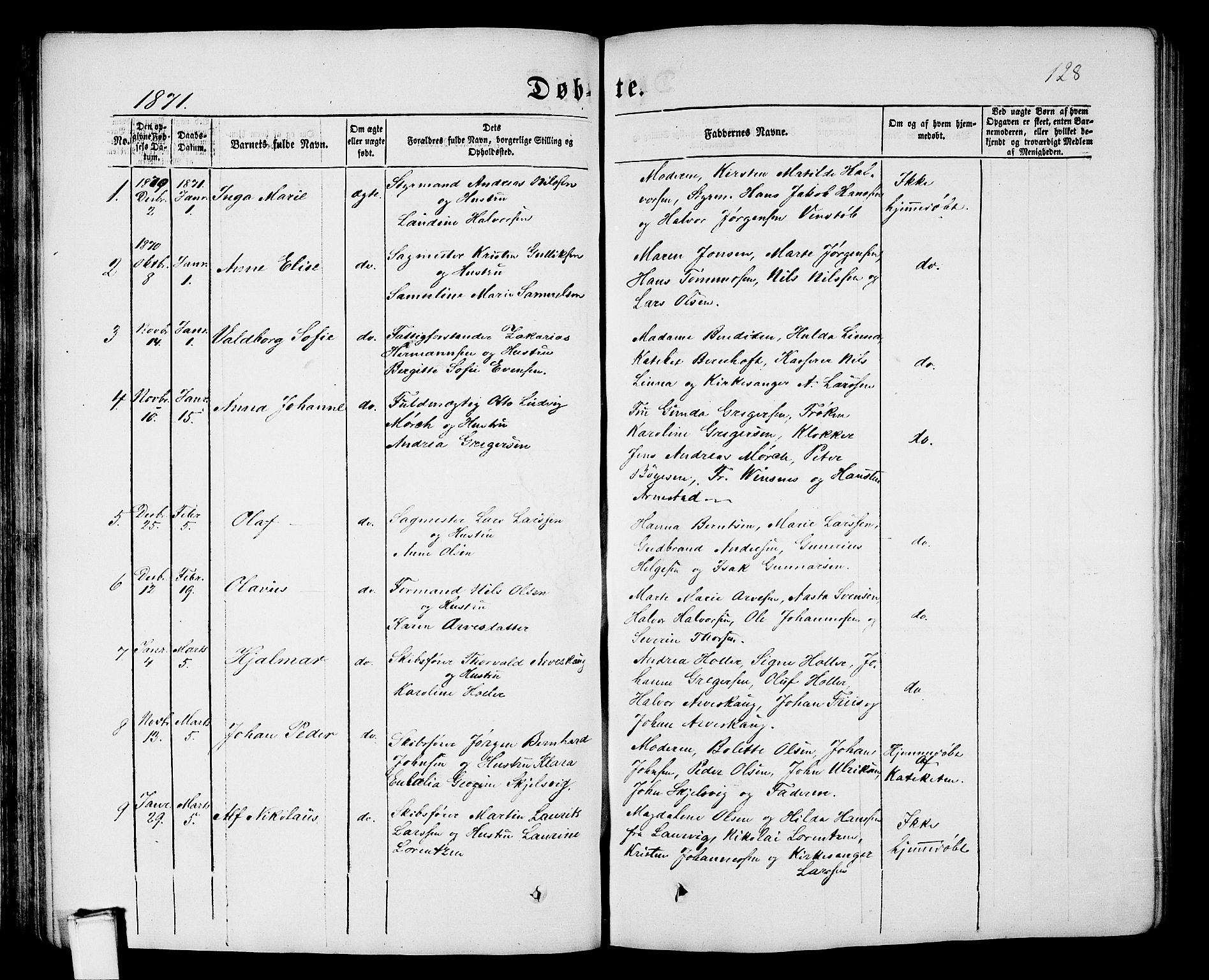 Porsgrunn kirkebøker , SAKO/A-104/G/Gb/L0004: Parish register (copy) no. II 4, 1853-1882, p. 128