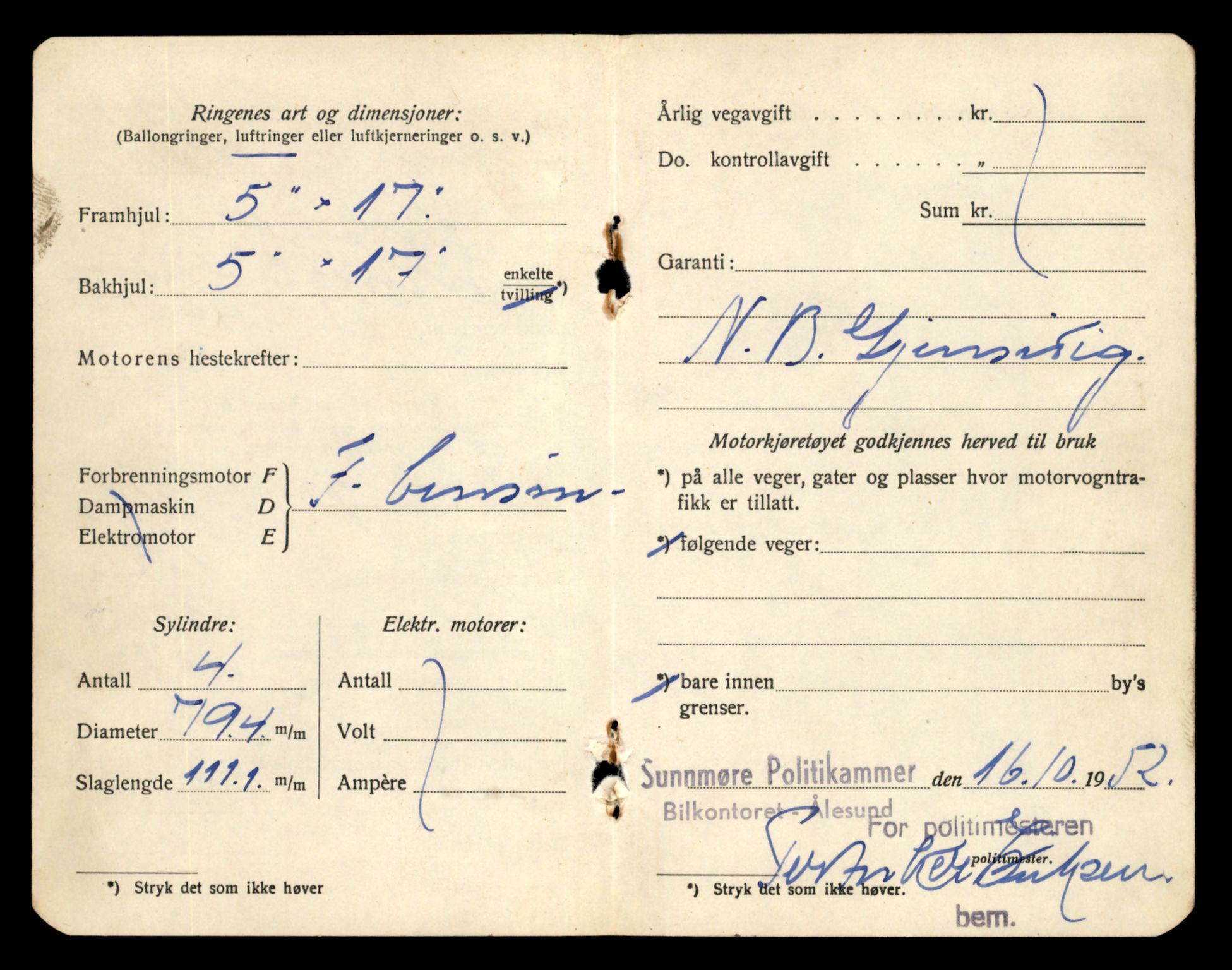 Møre og Romsdal vegkontor - Ålesund trafikkstasjon, SAT/A-4099/F/Fe/L0002: Registreringskort for kjøretøy T 128 - T 231, 1927-1998, p. 1862