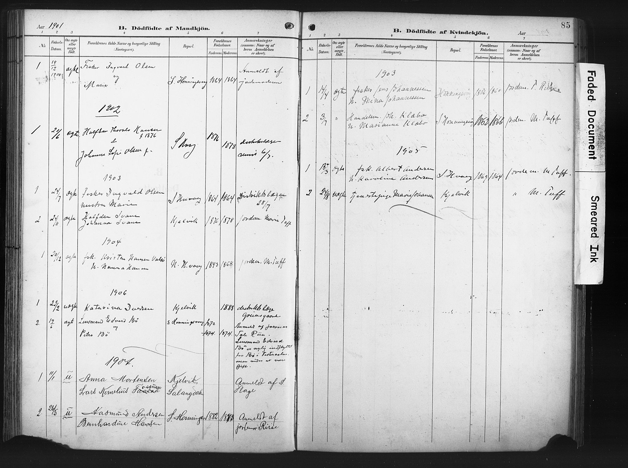 Måsøy sokneprestkontor, SATØ/S-1348/H/Ha/L0008kirke: Parish register (official) no. 8, 1900-1910, p. 85