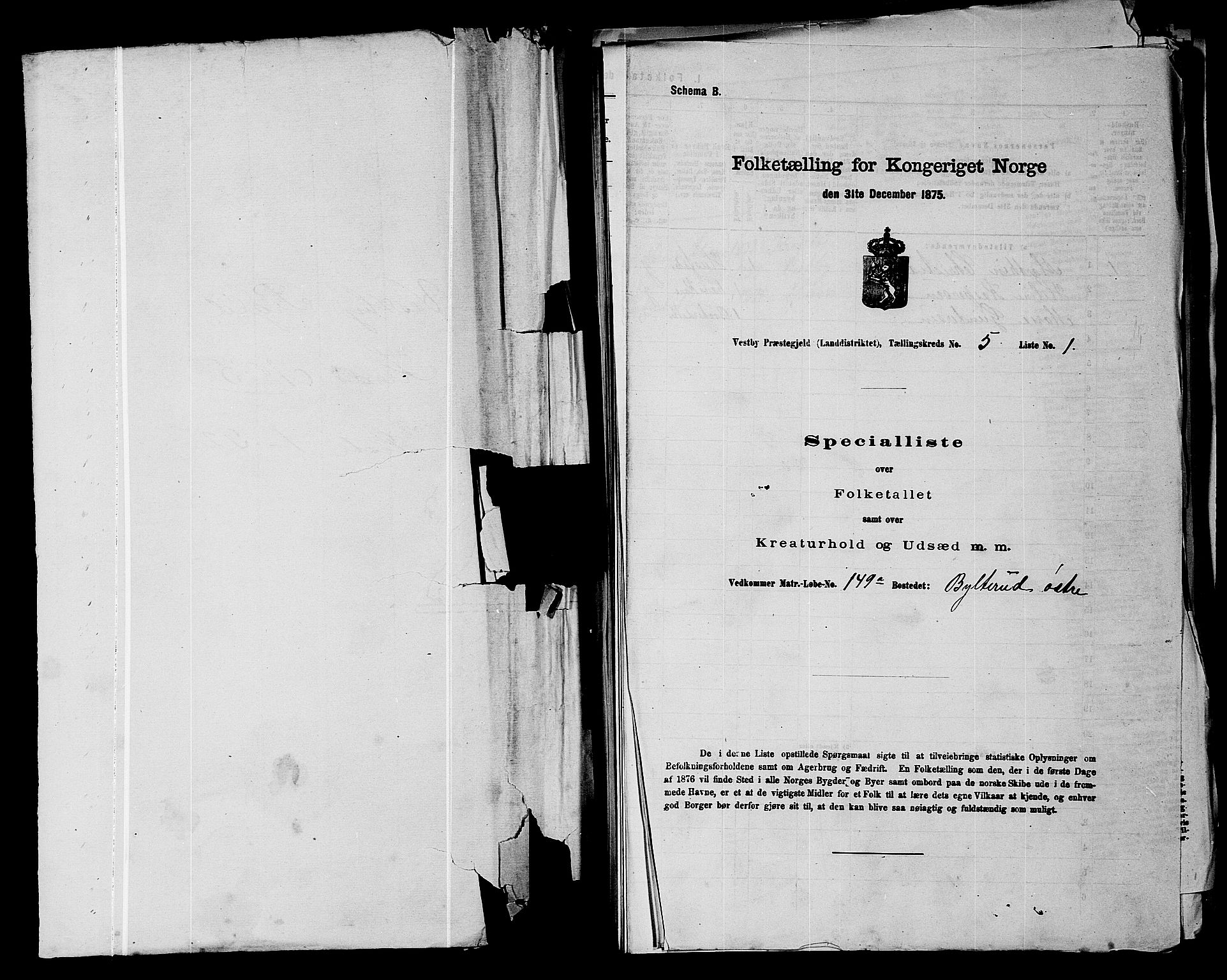 RA, 1875 census for 0211L Vestby/Vestby, Garder og Såner, 1875, p. 701