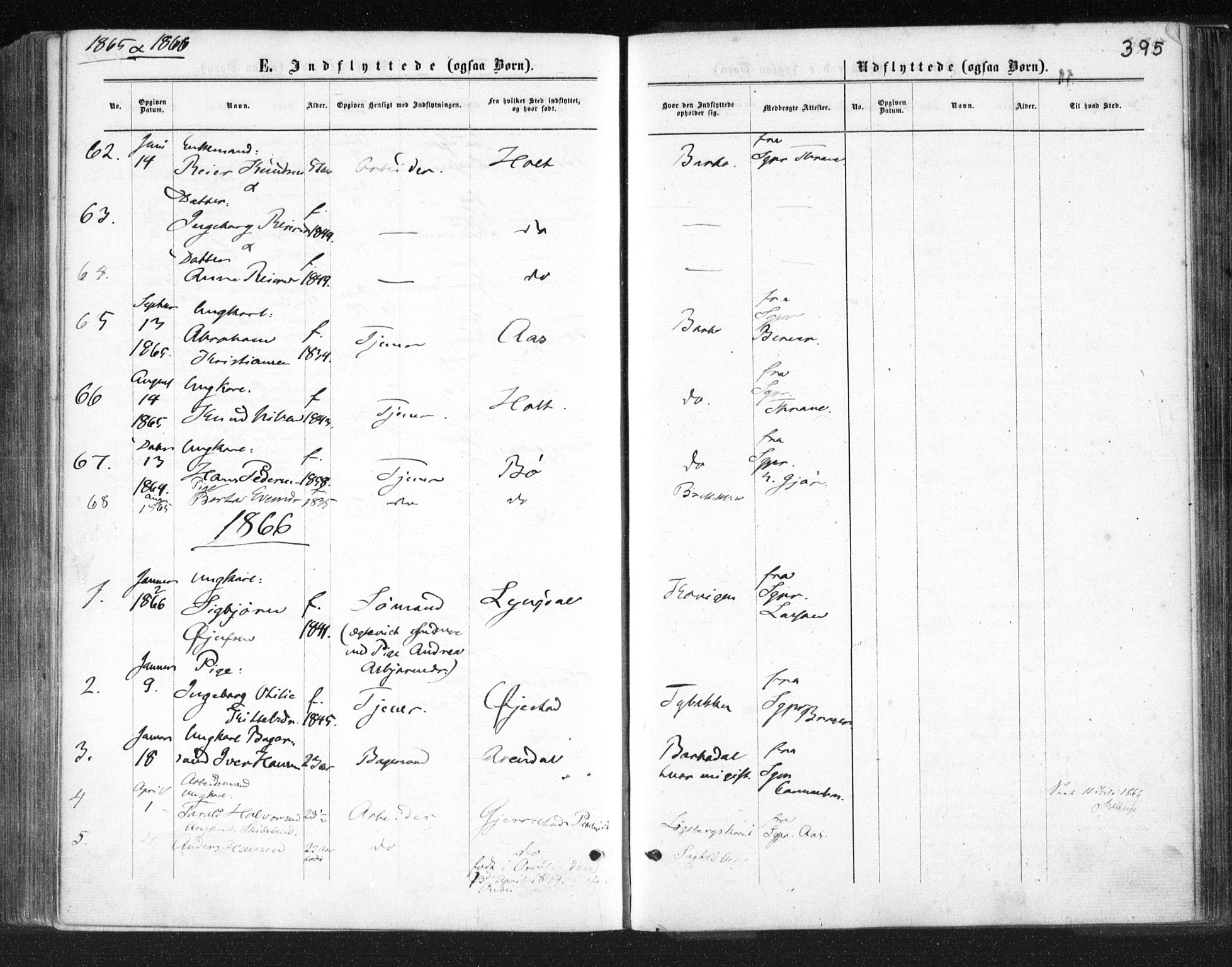 Tromøy sokneprestkontor, SAK/1111-0041/F/Fa/L0007: Parish register (official) no. A 7, 1864-1869, p. 395