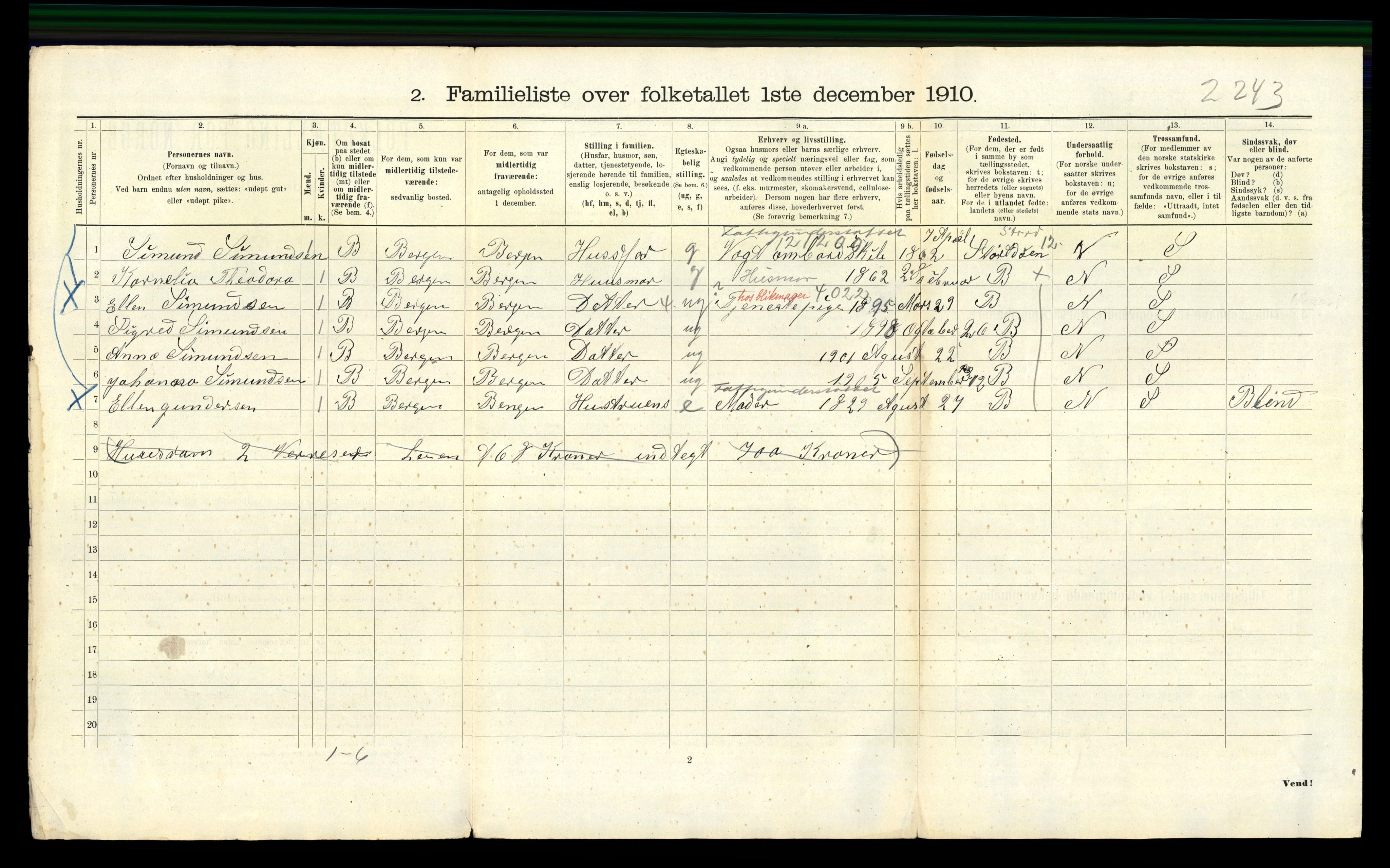 RA, 1910 census for Bergen, 1910, p. 42508