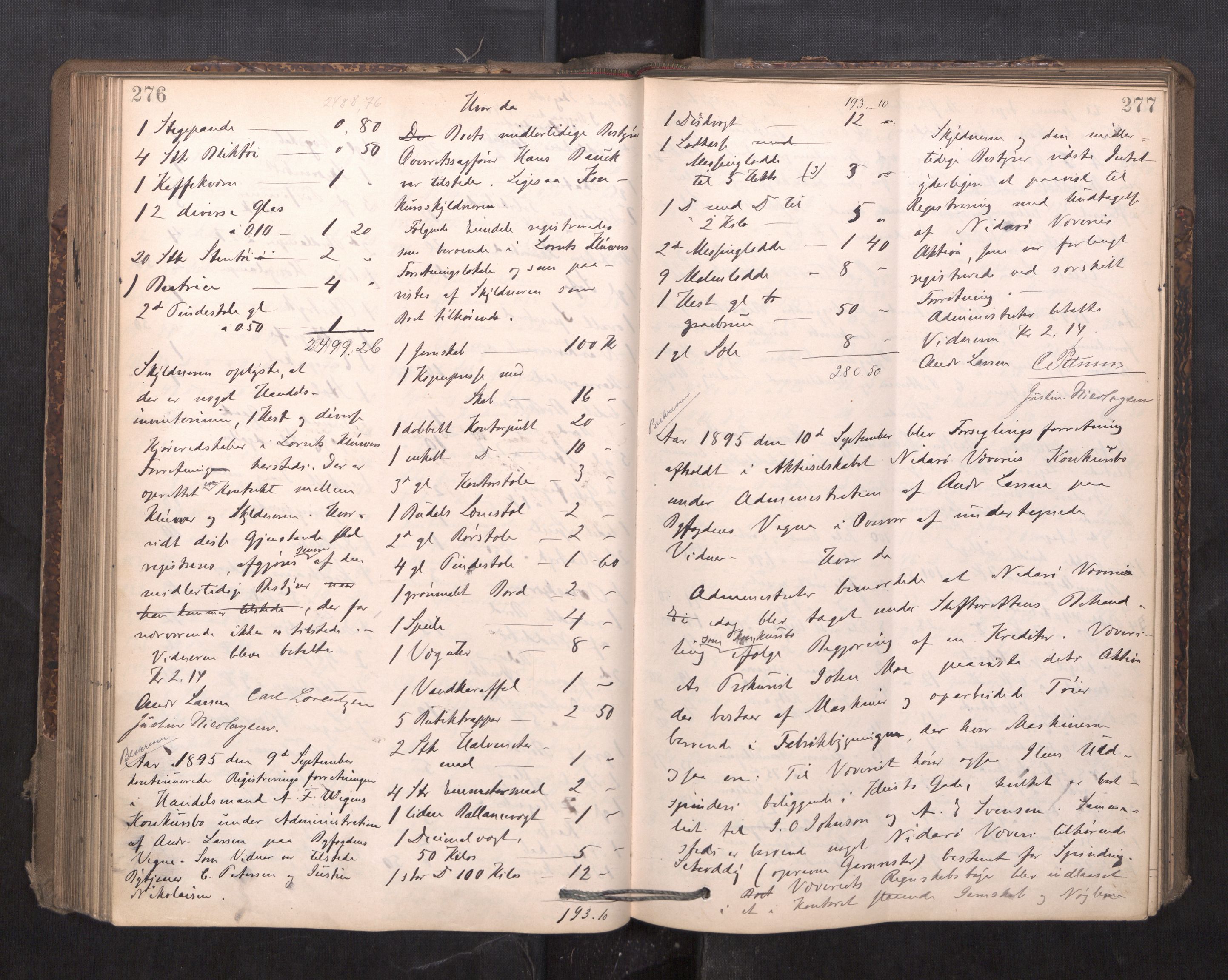 Trondheim byfogd, AV/SAT-A-0003/1/3/3C/L0015: Skifteregistreringsprotokoll - 24/2-21/3 (u/ register), 1893-1899, p. 276-277