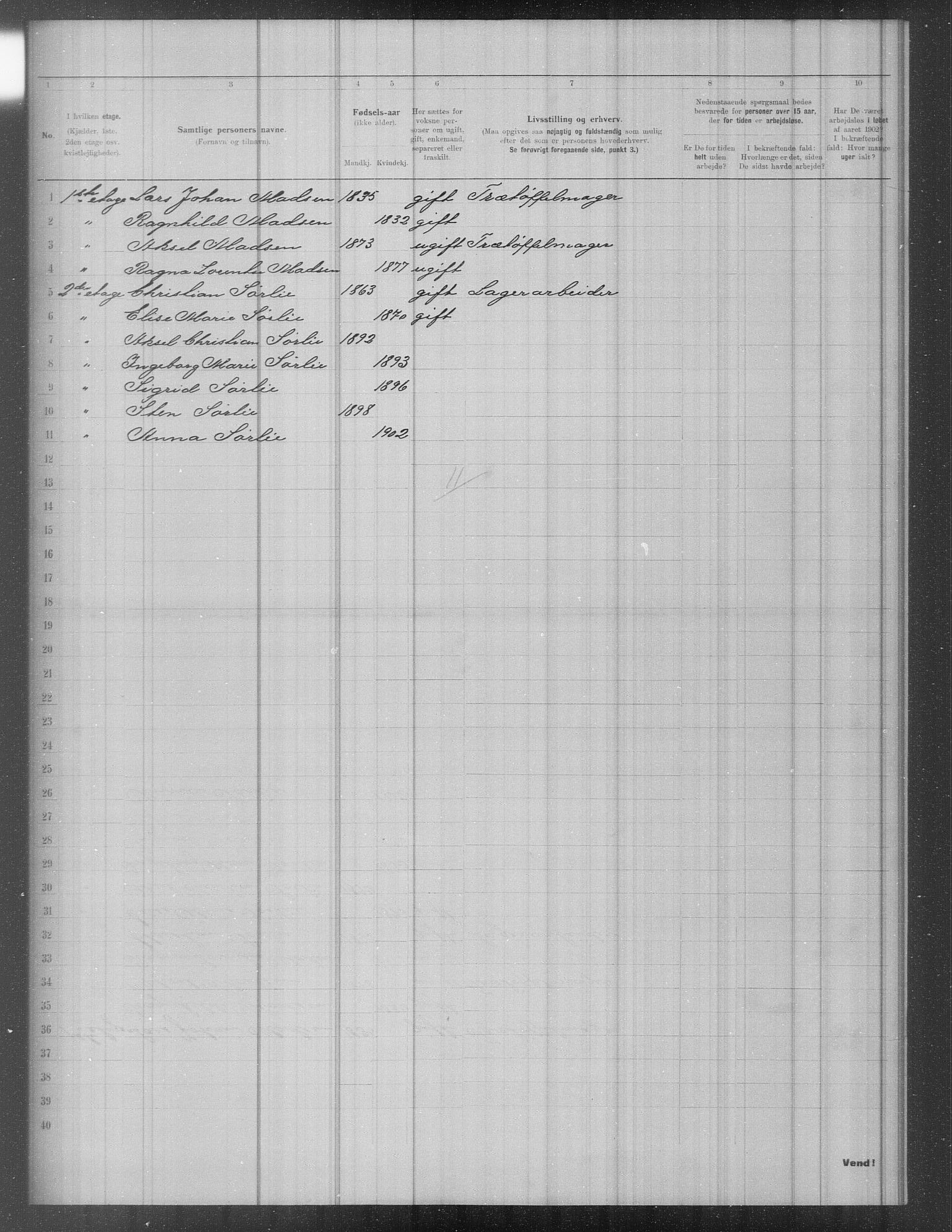 OBA, Municipal Census 1902 for Kristiania, 1902, p. 2213